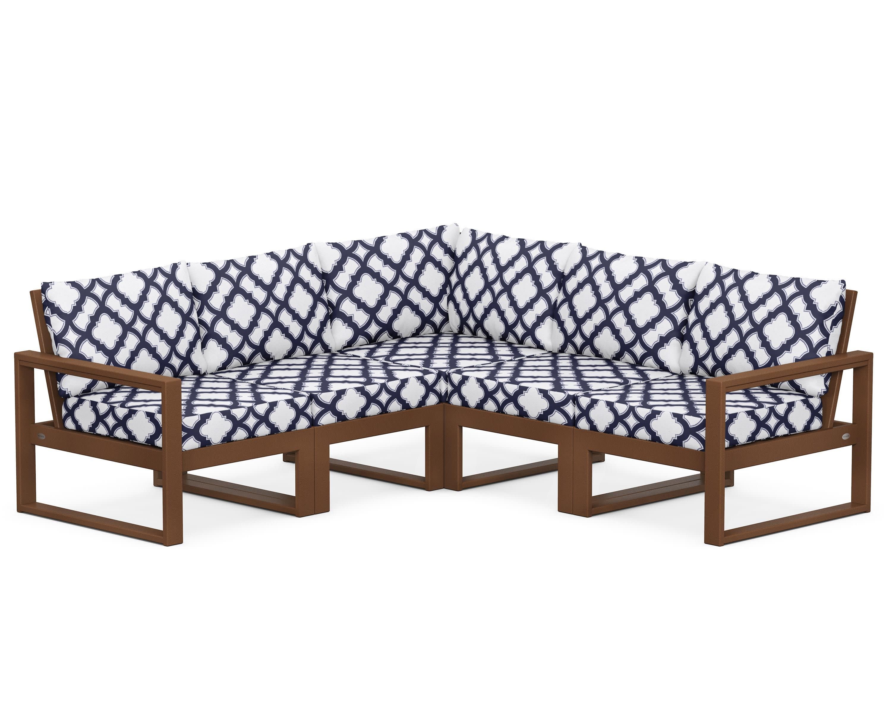 EDGE 5-Piece Modular Deep Seating Set in Teak / Trellis Navy