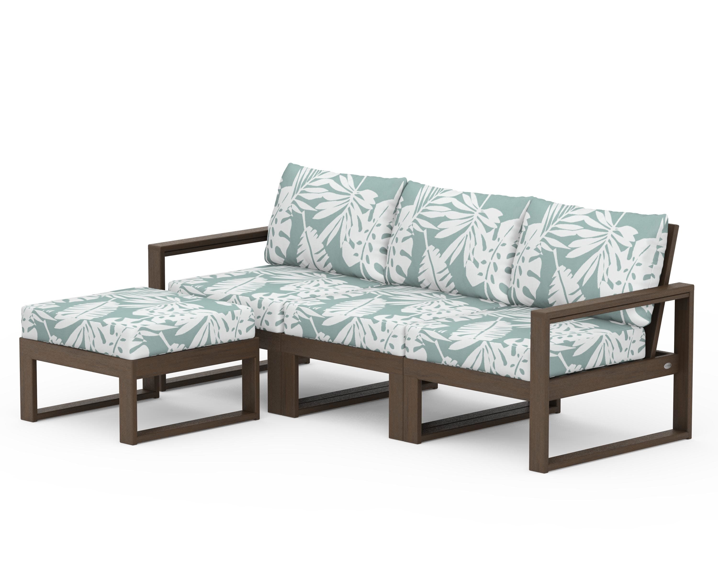 EDGE 4-Piece Modular Deep Seating Set with Ottoman in Kona / Leaf Glacier Spa