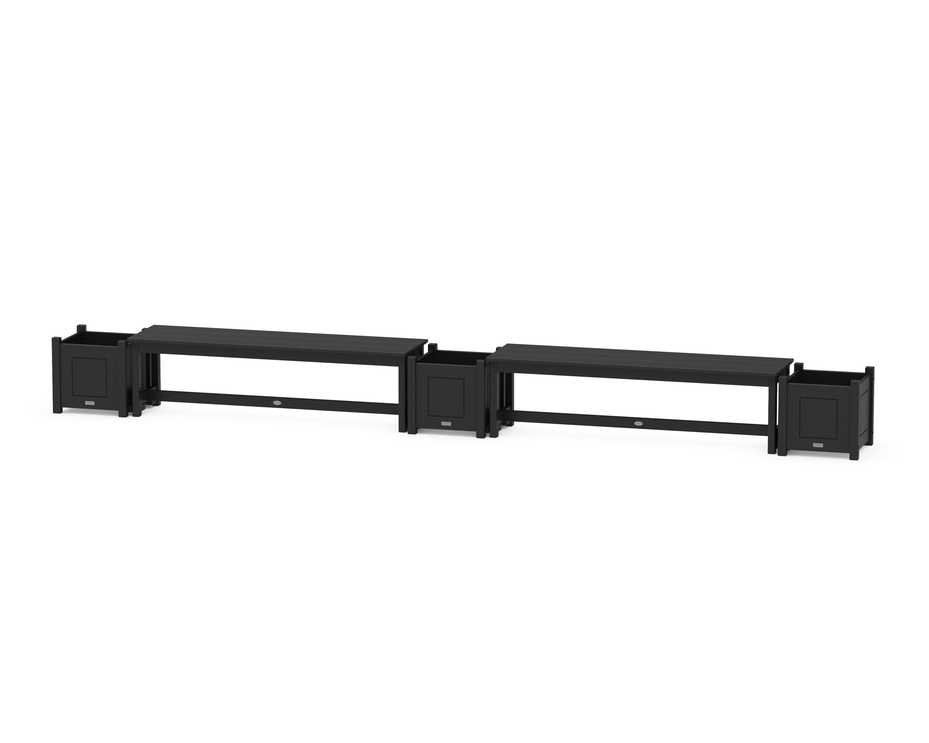 60" Country Living Straight Double Planter Bench Set in Black