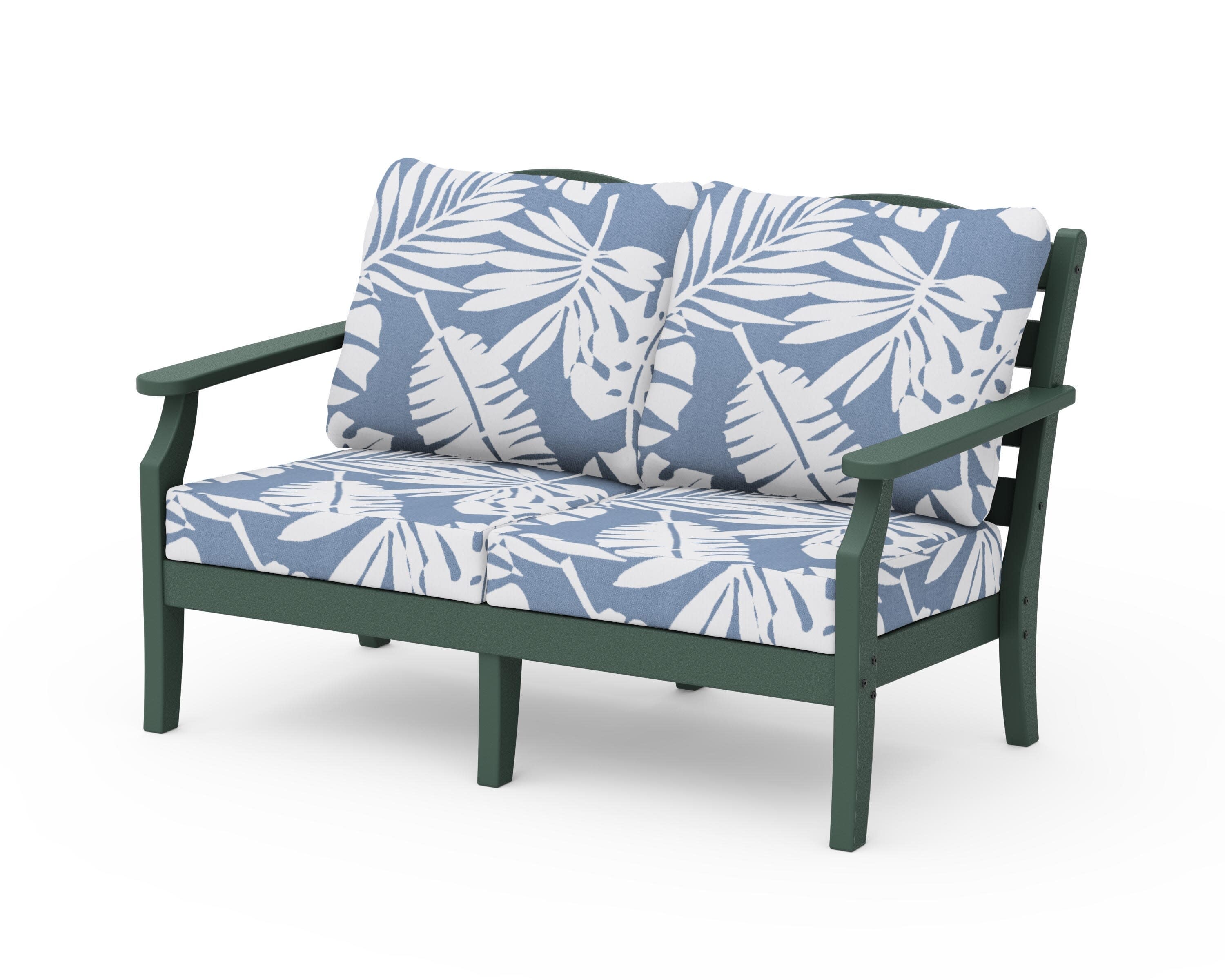Savannah Deep Seating Loveseat in Green / Leaf Sky Blue