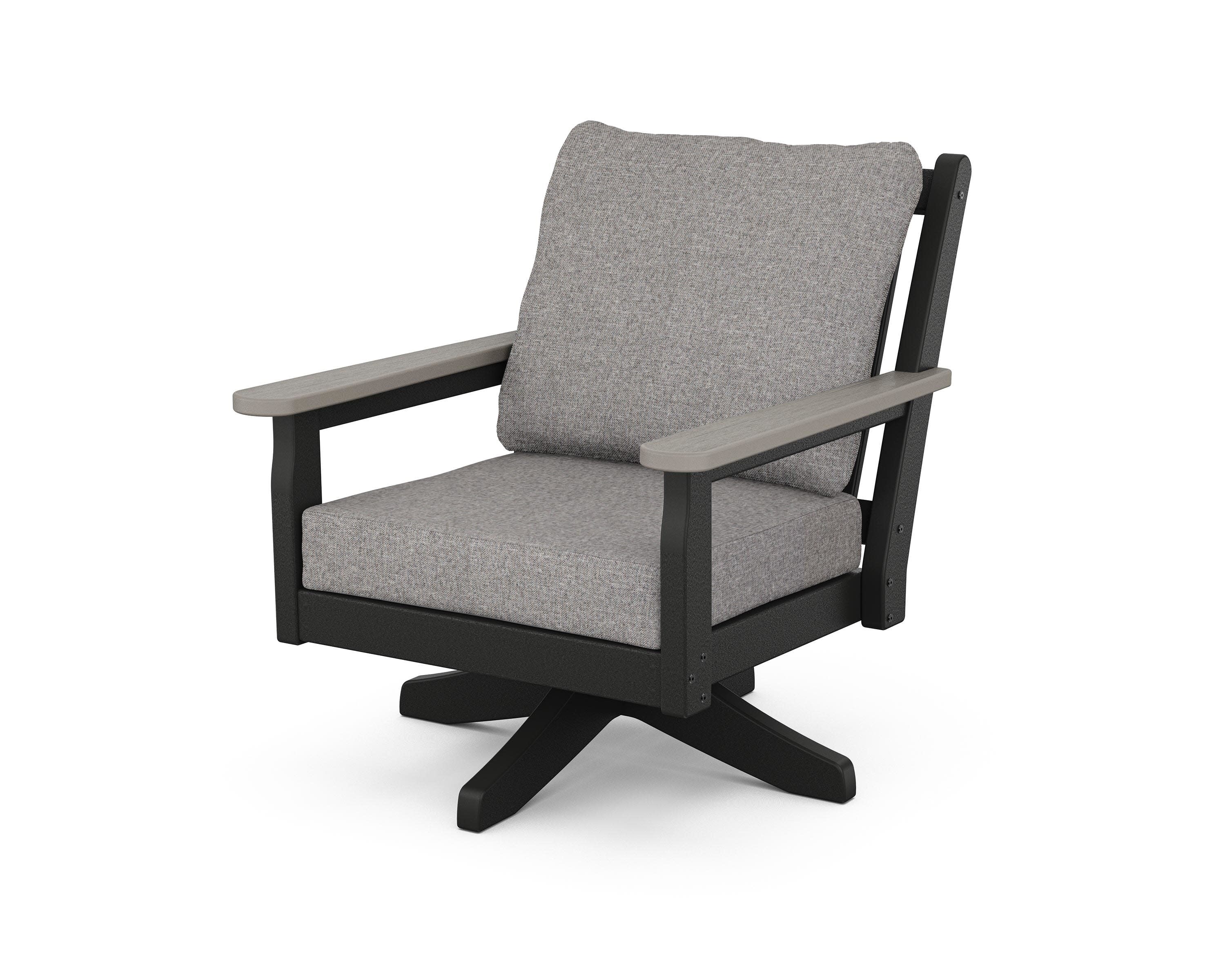Chippendale Deep Seating Swivel Chair in Black / Driftwood / Grey Mist
