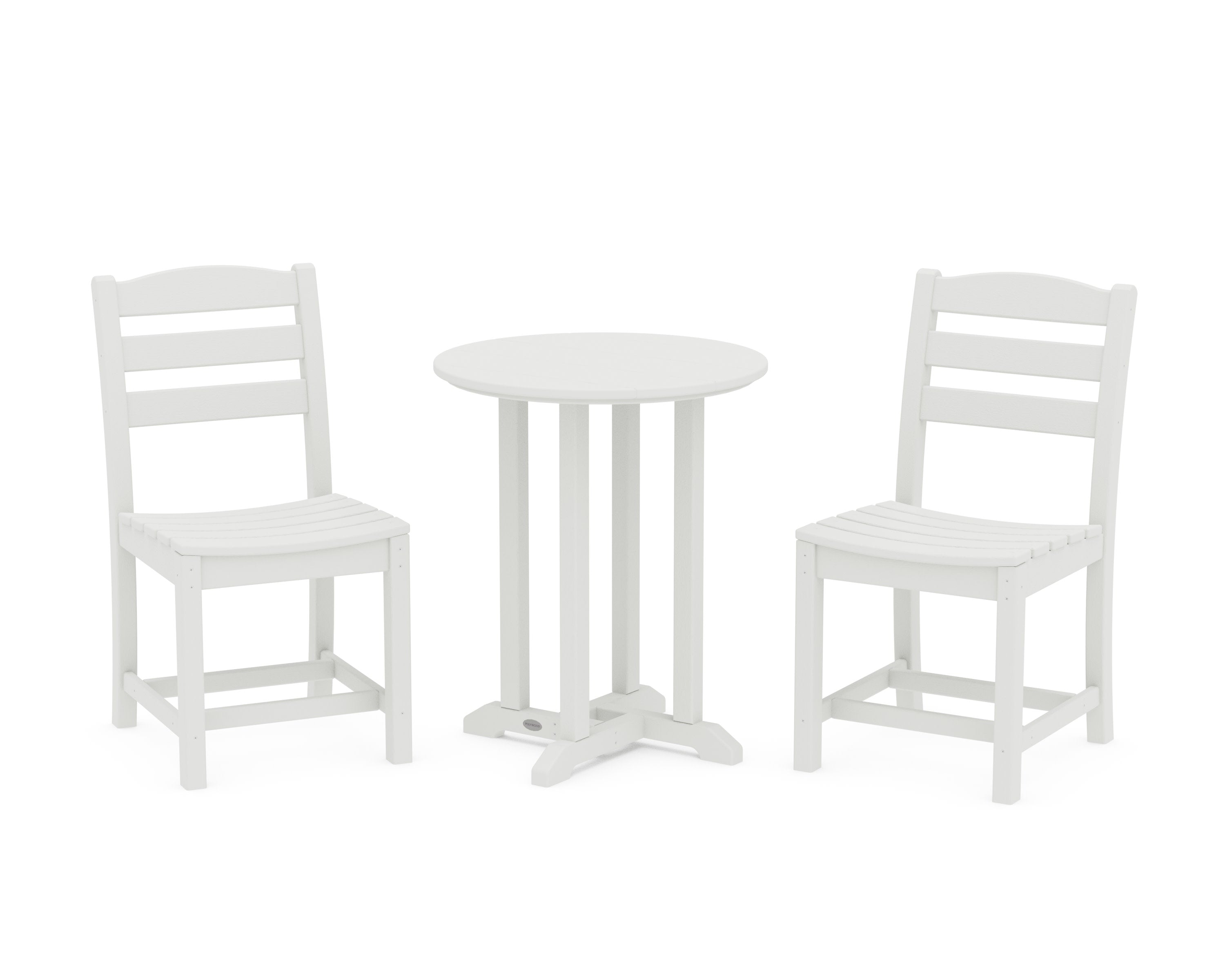 La Casa Caf Side Chair 3-Piece Round Bistro Dining Set in Vintage White