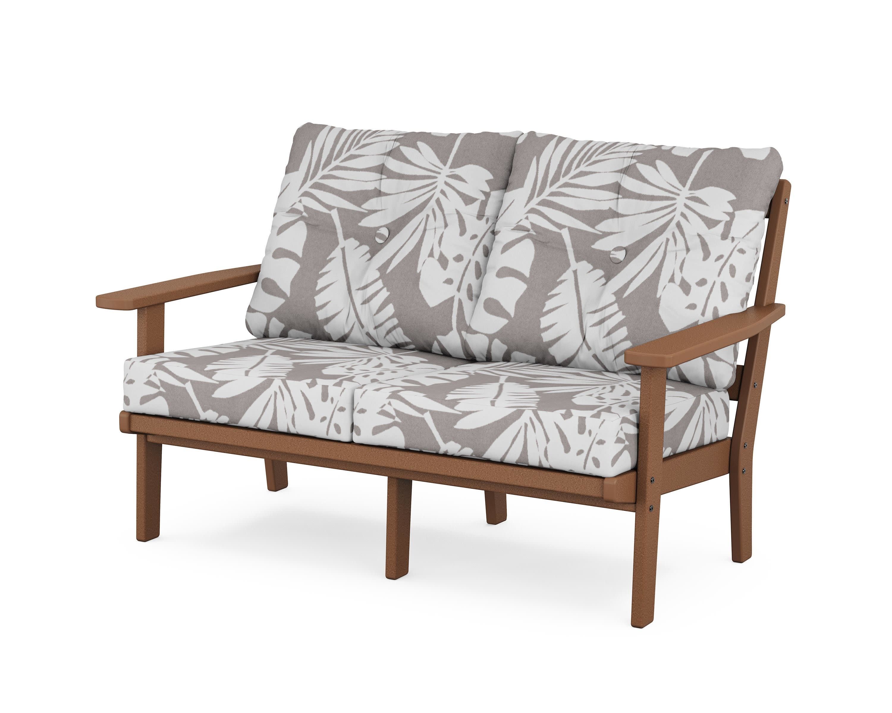 Oxford Deep SeatingLoveseat in Teak / Leaf Grey Mist