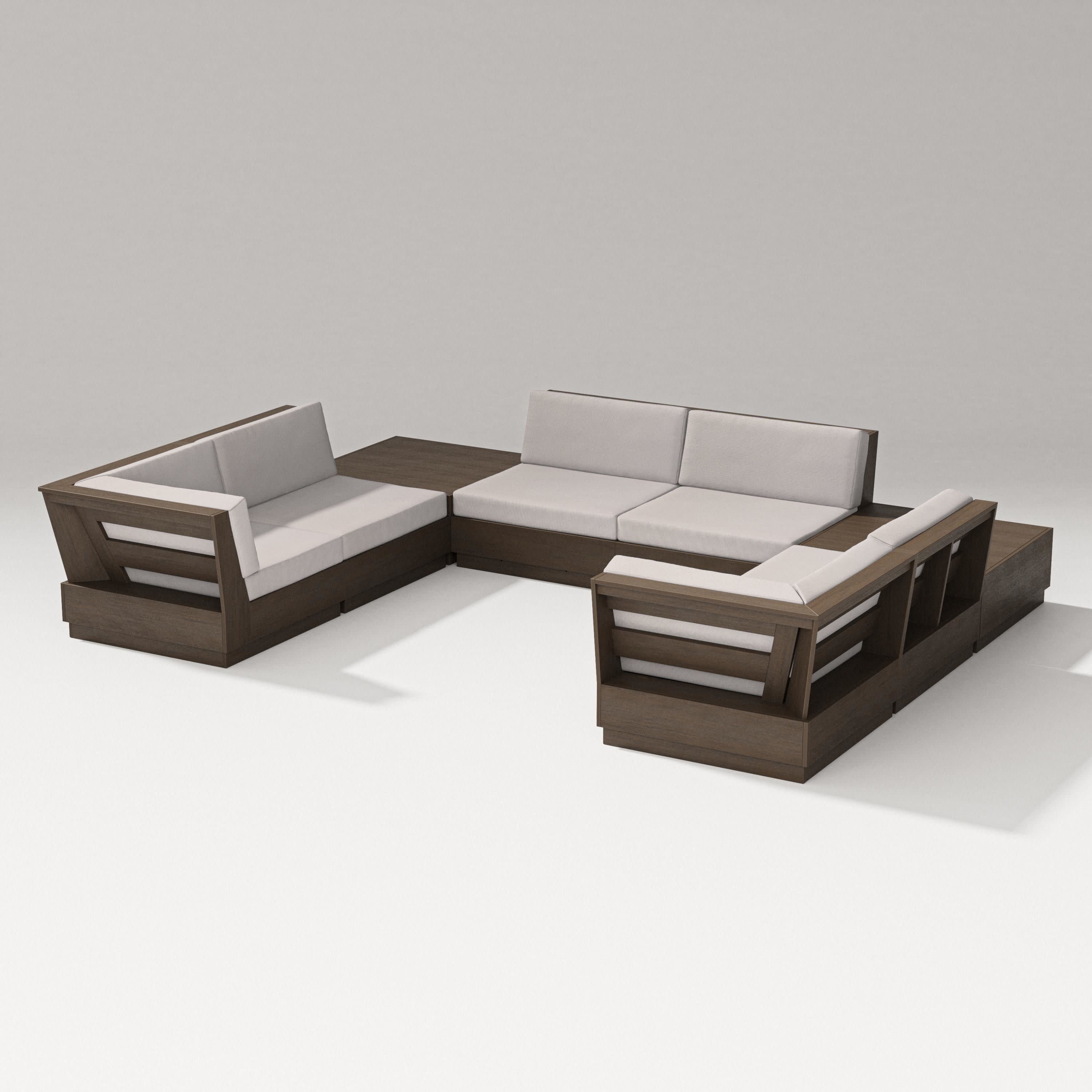 Elevate 8-Piece U-Shaped Sectional in Kona / Dune Burlap