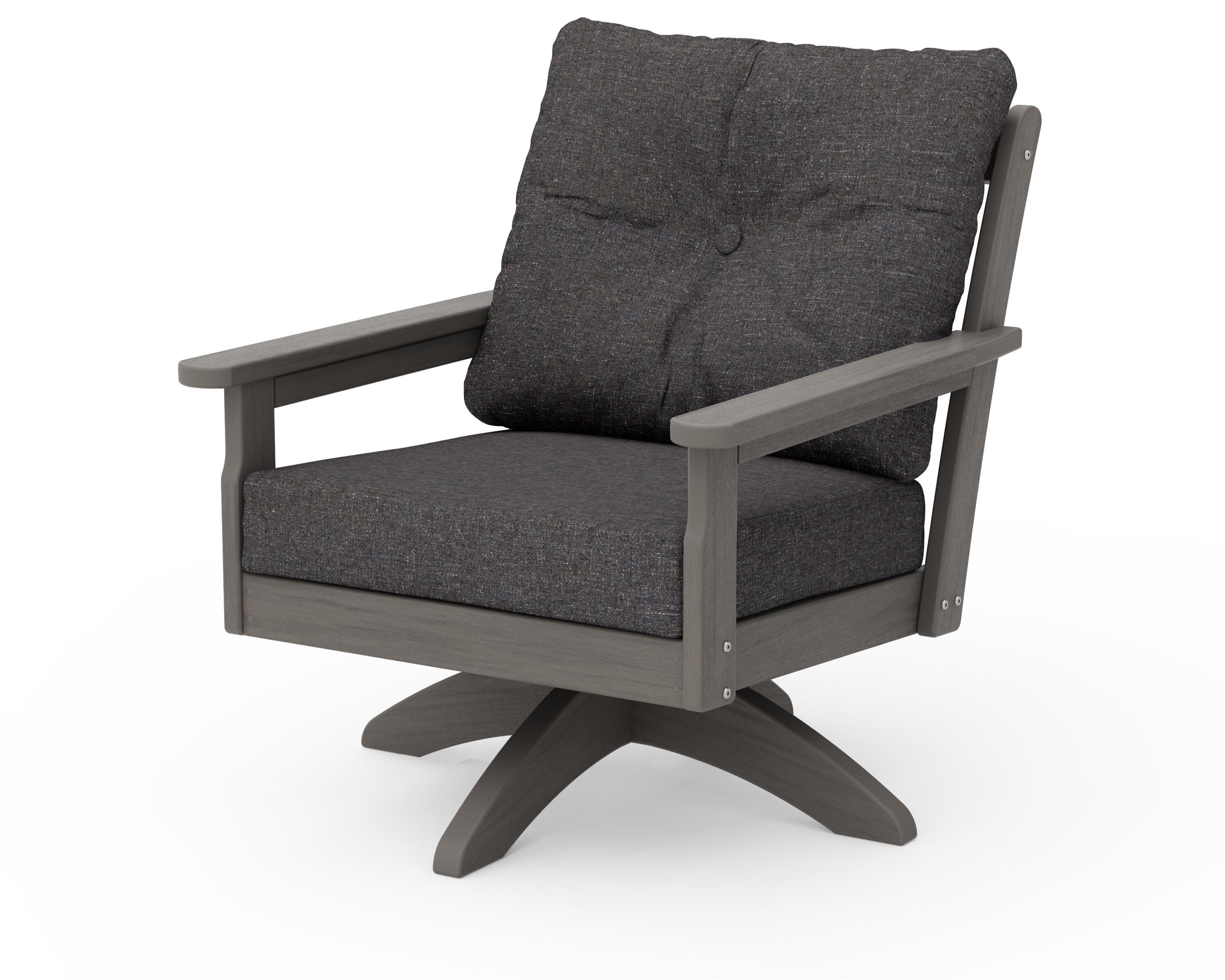 Vineyard Deep Seating Swivel Chair in Driftwood / Ash Charcoal