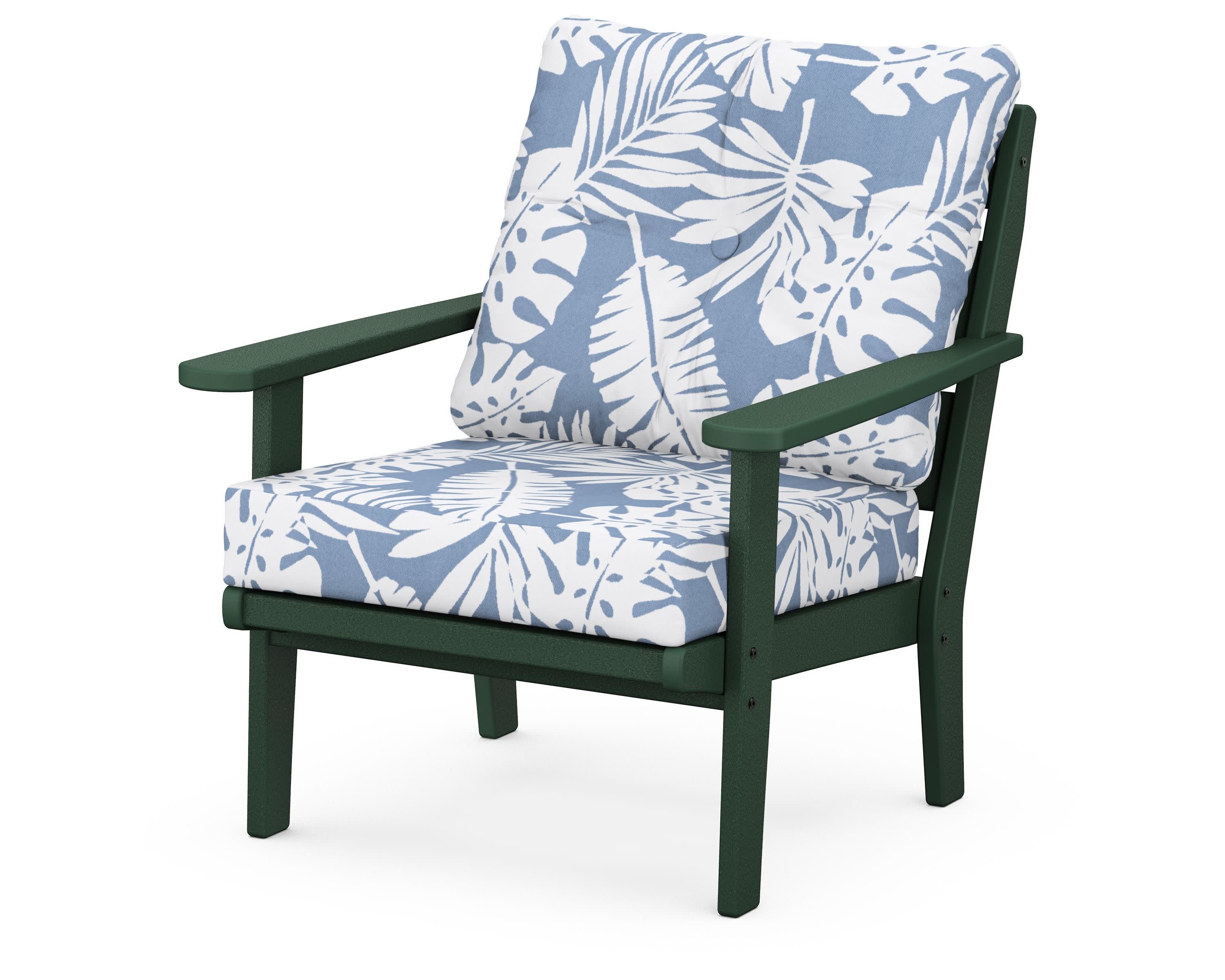Lakeside Deep Seating Chair in Green / Leaf Sky Blue
