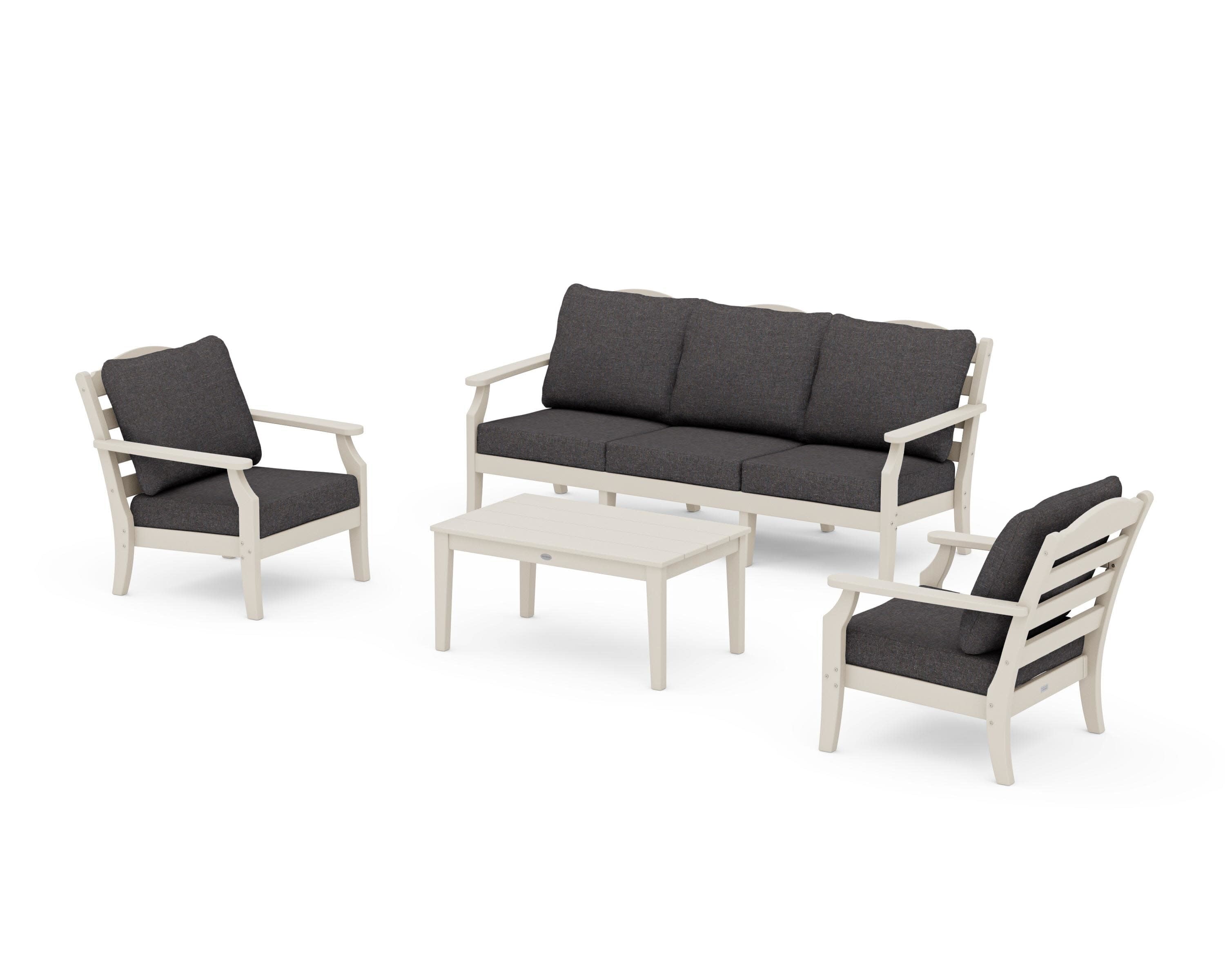 Savannah 4-Piece Deep Seating Set with Sofa in Sand / Ash Charcoal