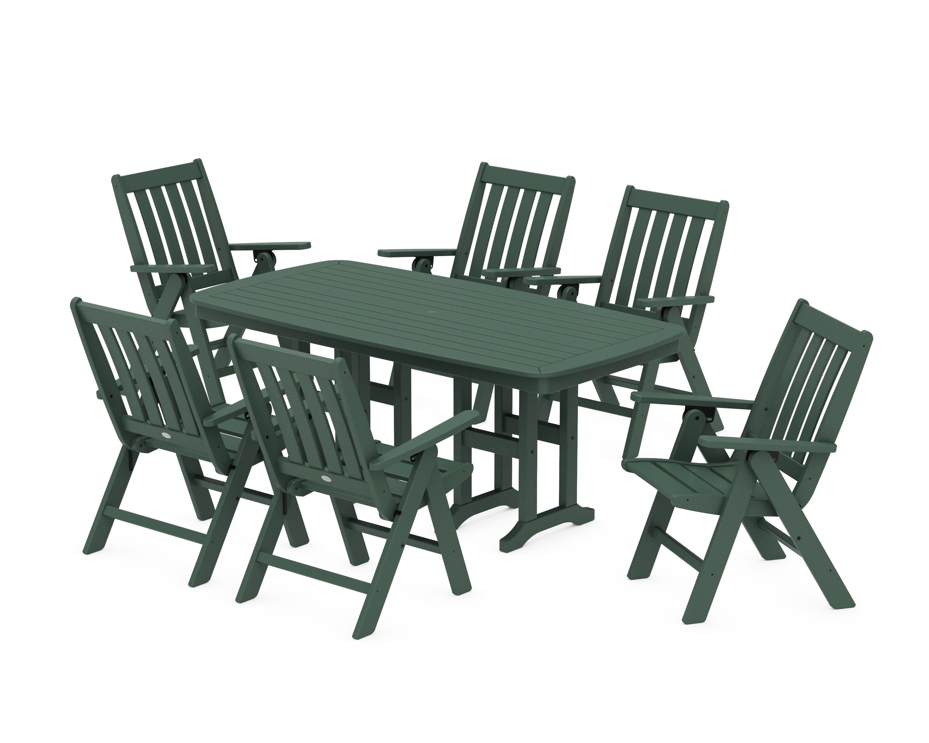 Vineyard Folding Chair 7-Piece Dining Set in Green