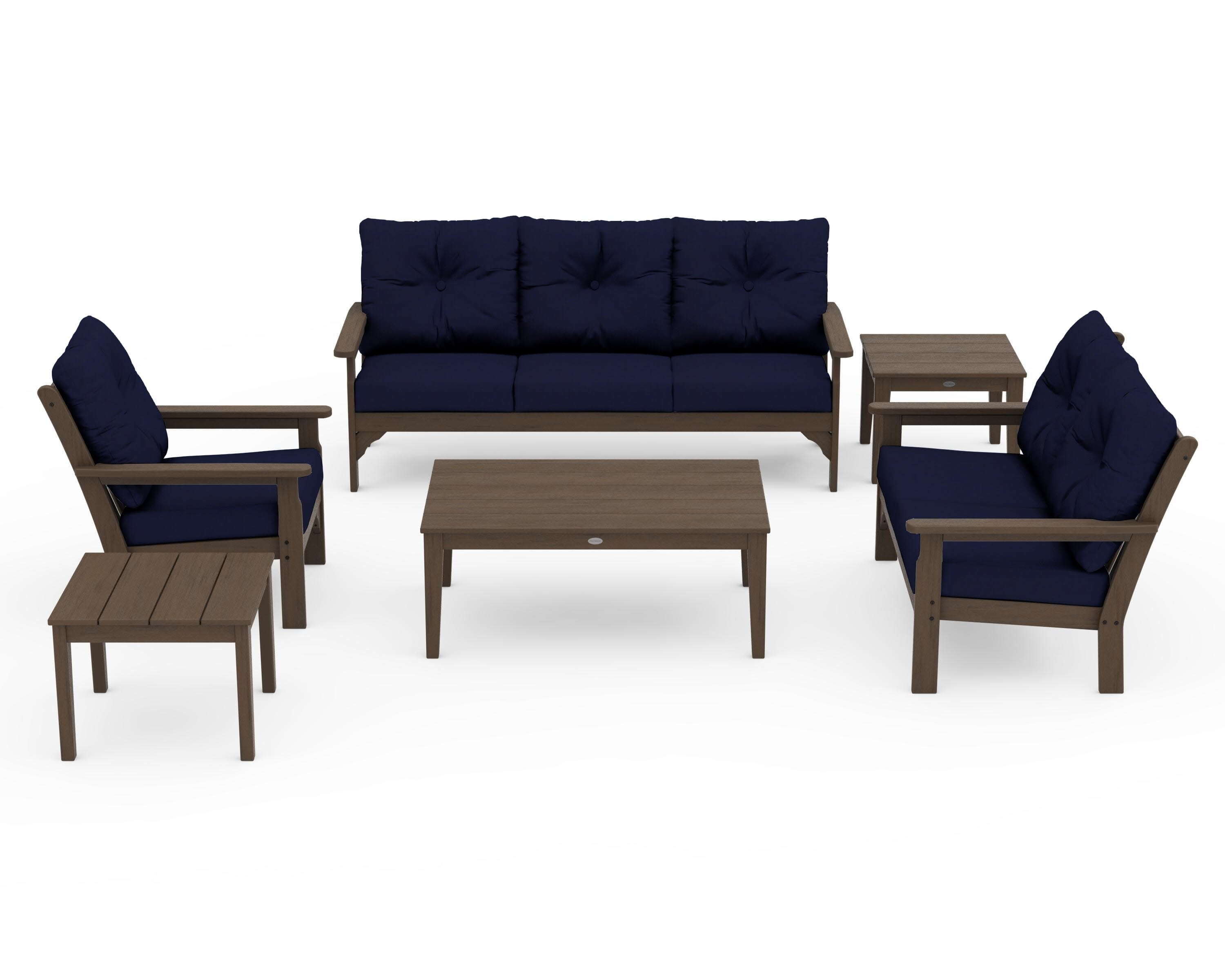 Vineyard 6-Piece Deep Seating Set in Kona / Navy