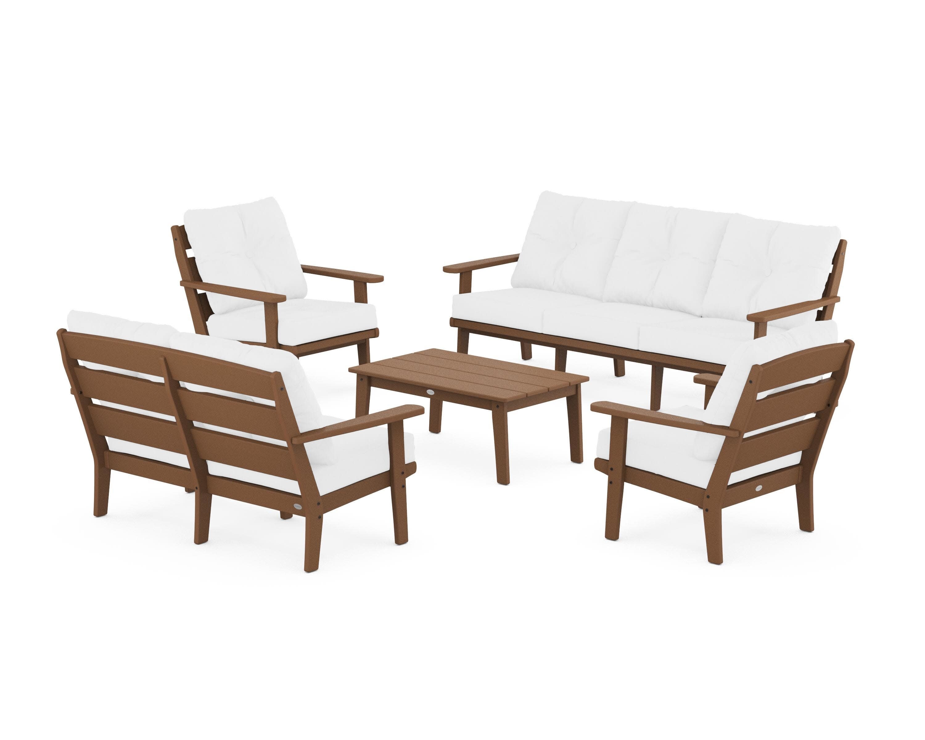 Lakeside 5-Piece Lounge Sofa Set in Teak / Natural