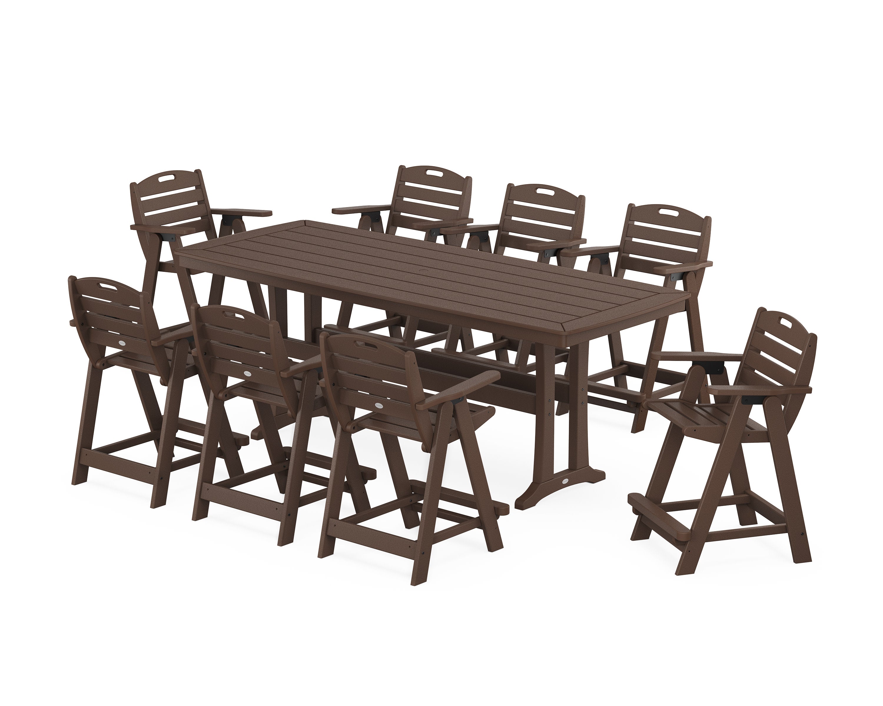 Nautical 9-Piece Counter Set with Trestle Legs in Mahogany