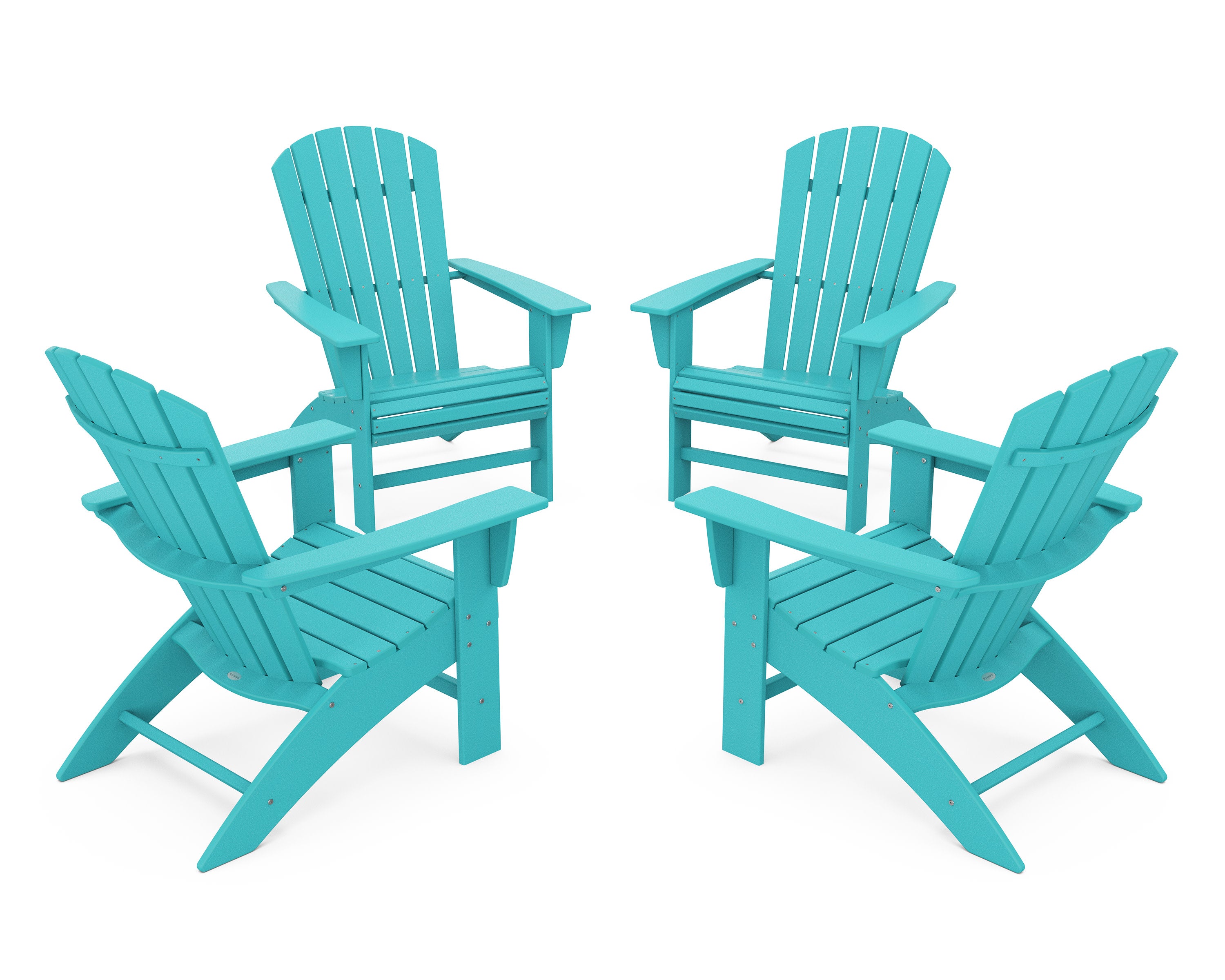 4-Piece Nautical Curveback Adirondack Chair Conversation Set in Aruba