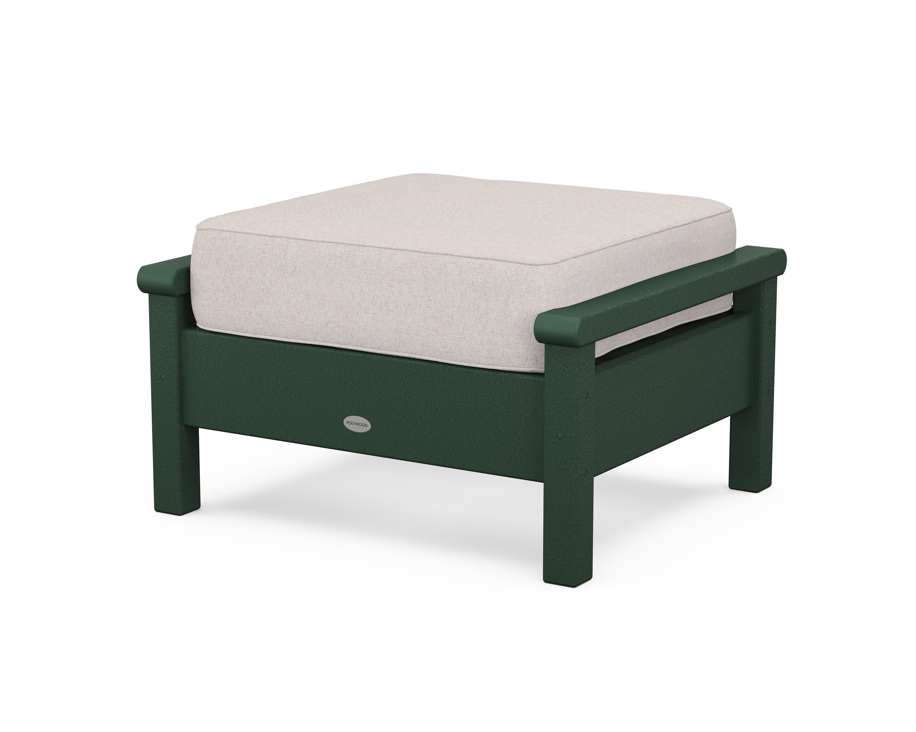 Harbour Deep Seating Ottoman in Green / Dune Burlap