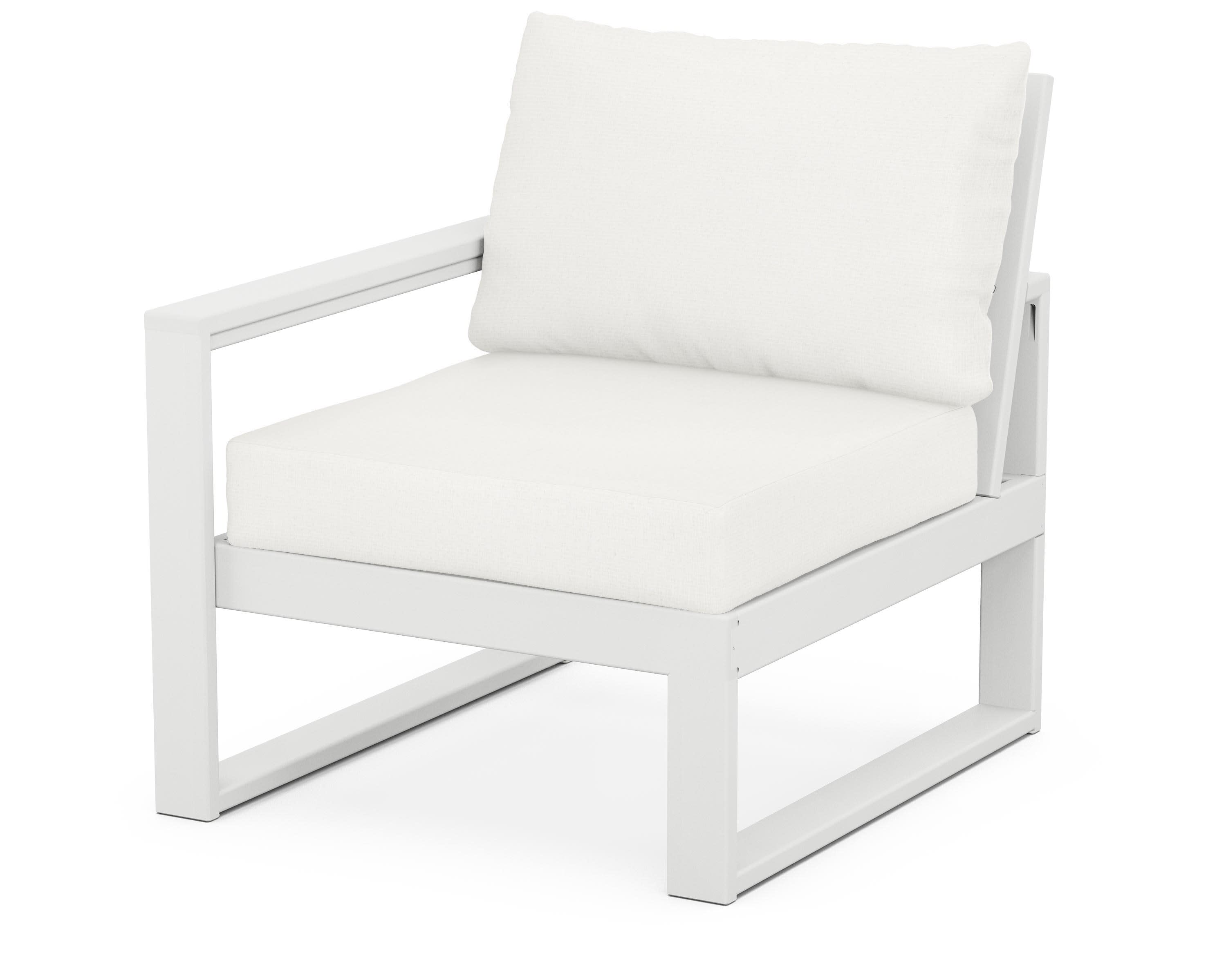 EDGE Modular Left Arm Chair in White / Natural Linen
