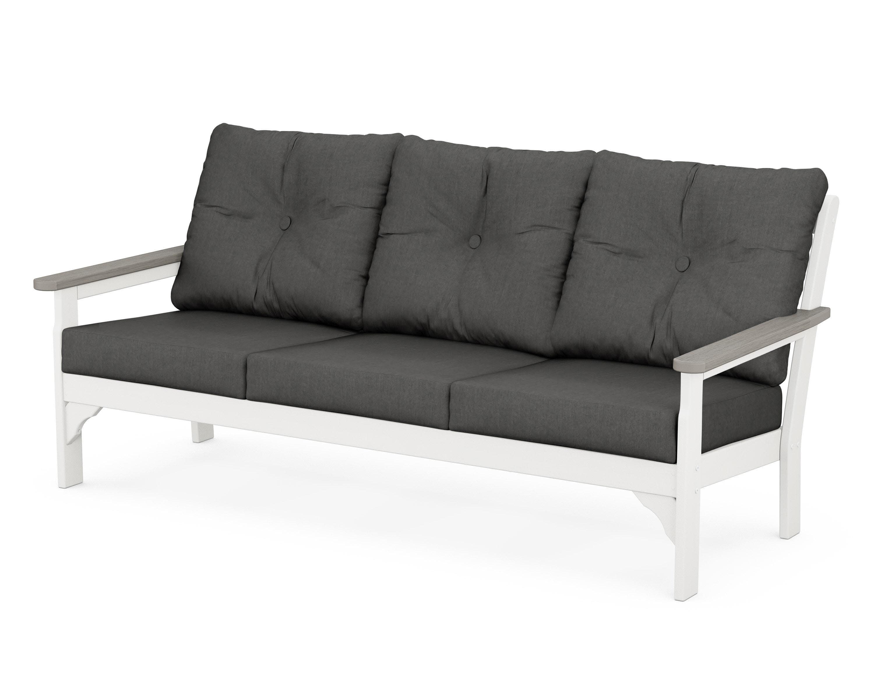 Vineyard Deep Seating Sofa in White / Driftwood / Spectrum Carbon