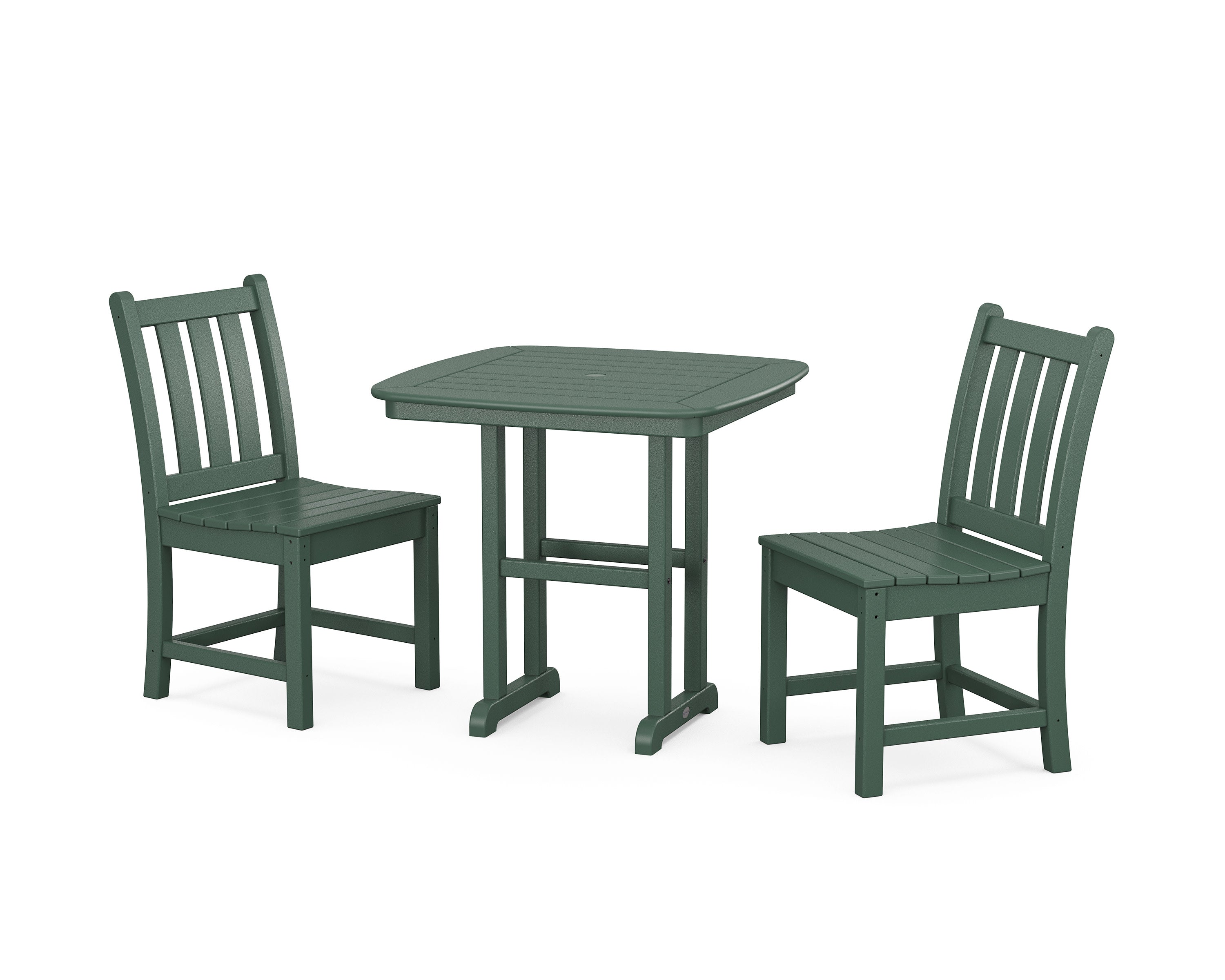 Traditional Garden Side Chair 3-Piece Dining Set in Green