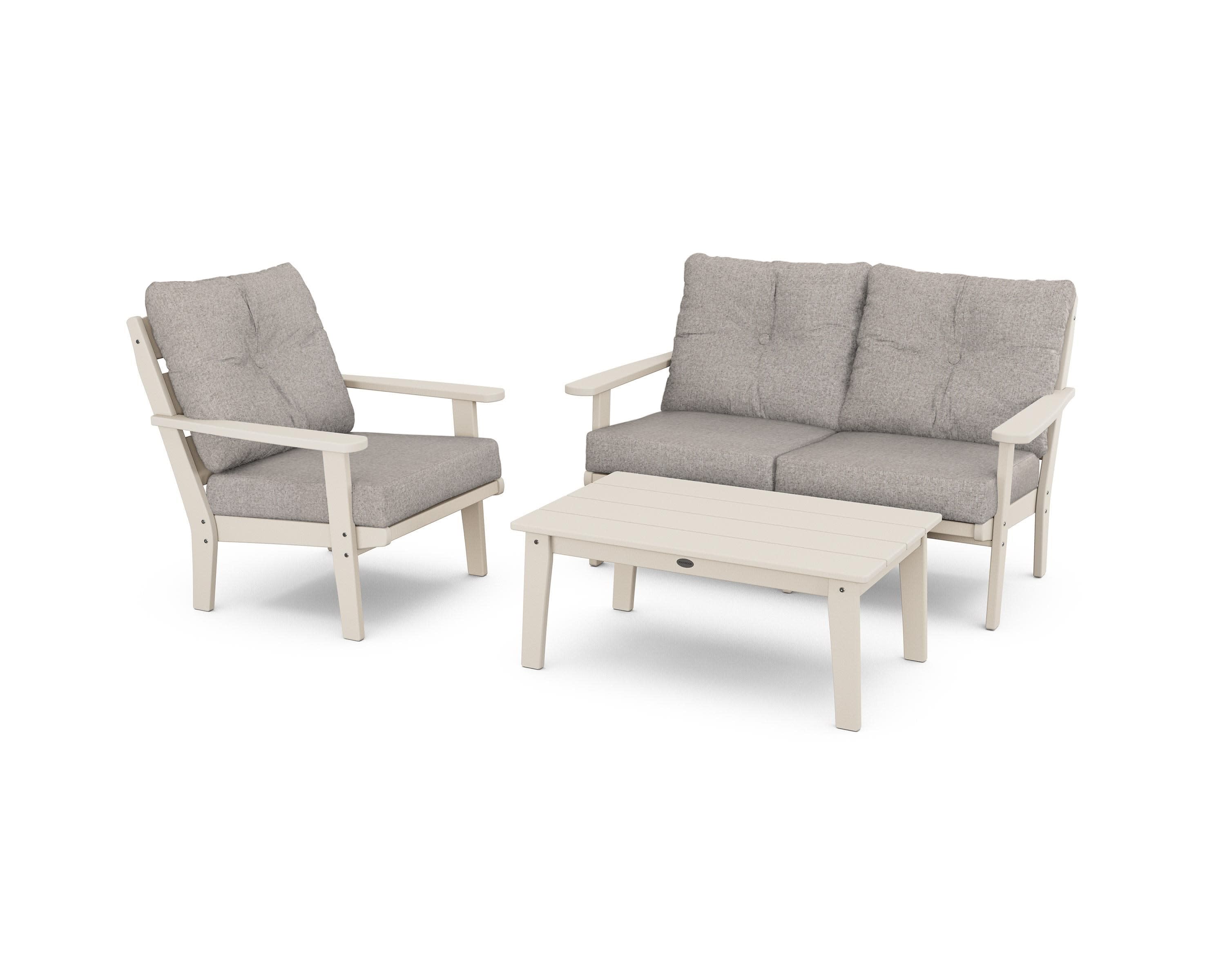 Lakeside 3-Piece Deep Seating Set in Sand / Weathered Tweed