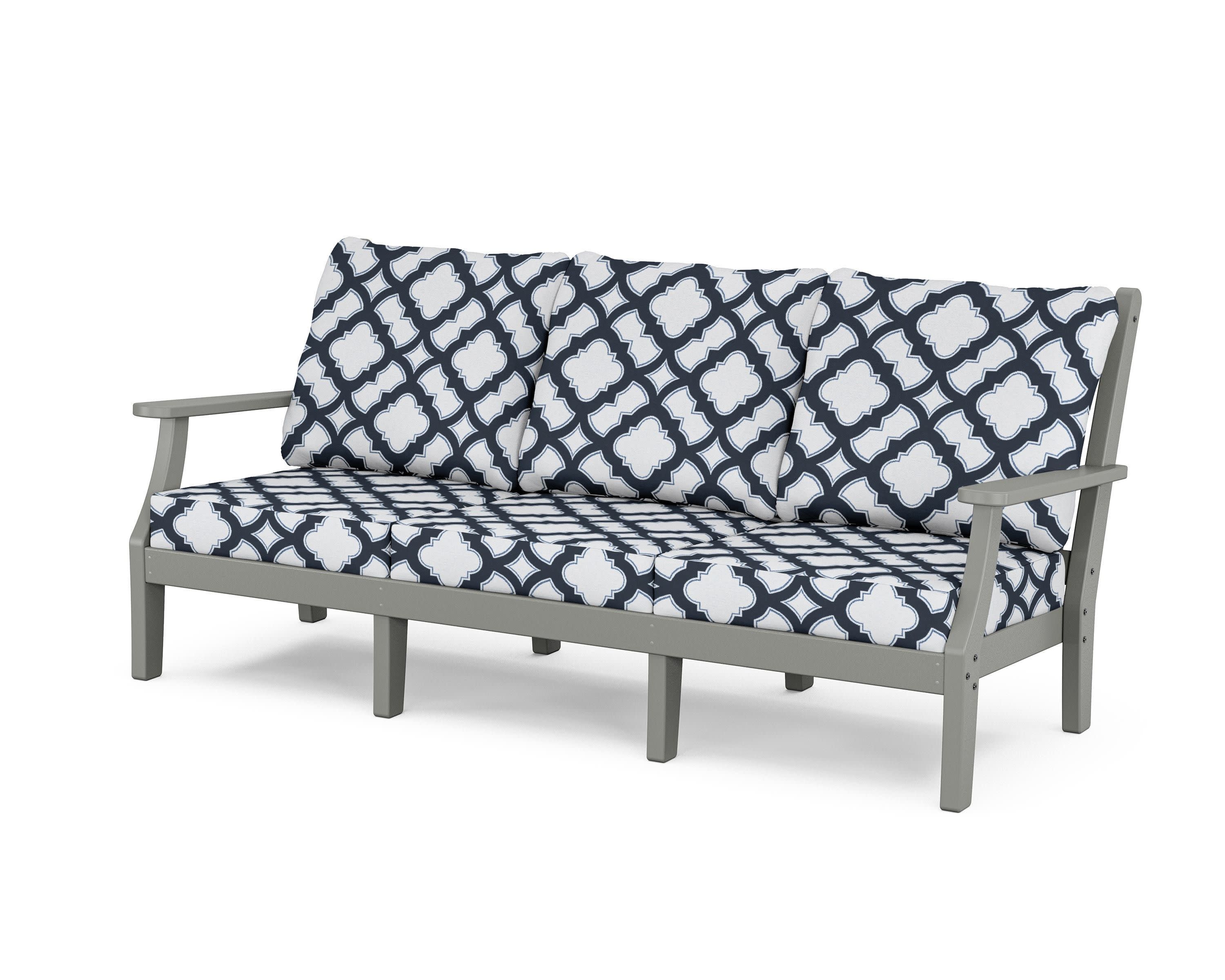 Wovendale Deep Seating Sofa in Slate Grey / Trellis Marine Indigo