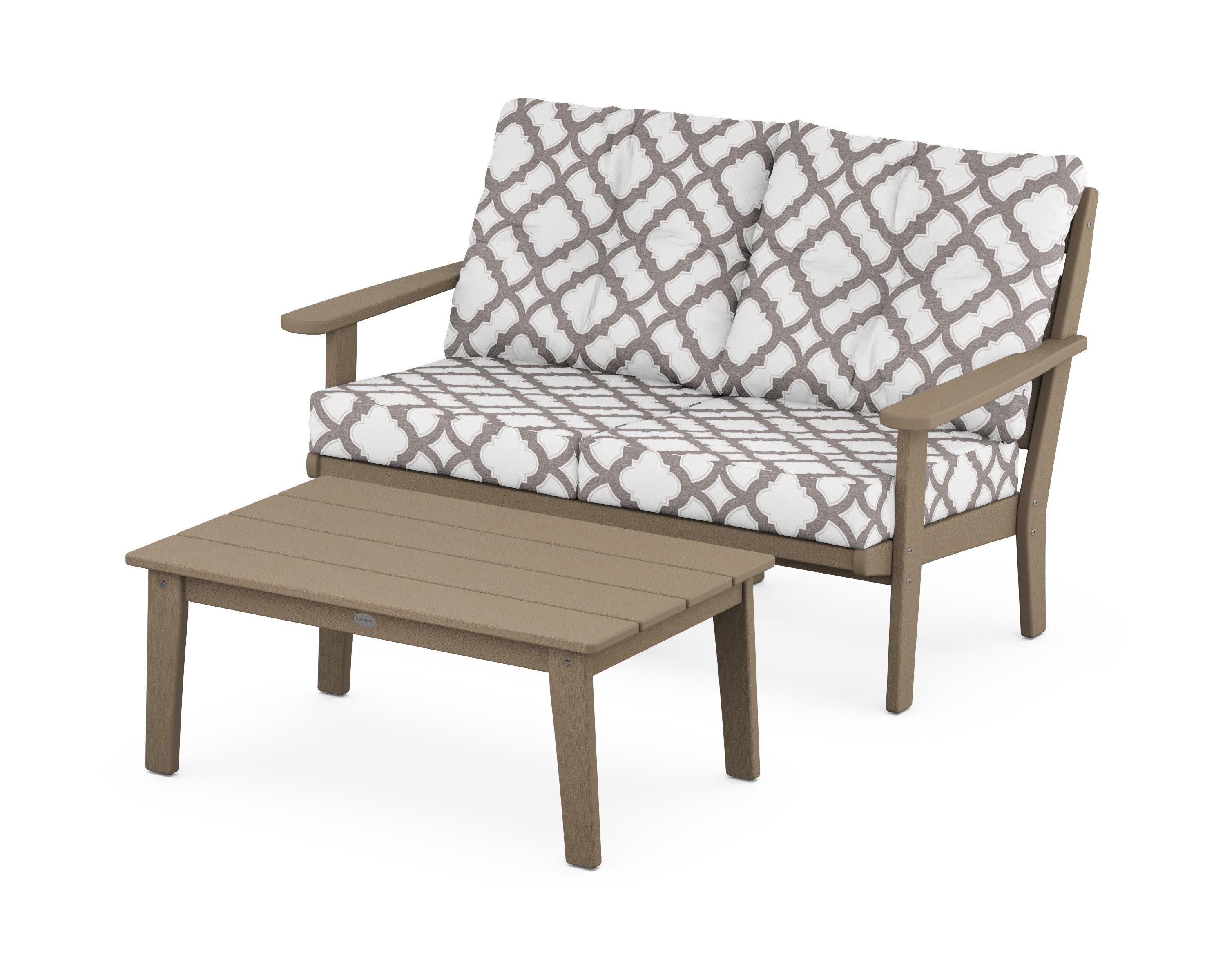 Lakeside 2-Piece Lounge Loveseat Set in Vintage Sahara / Trellis Grey Mist