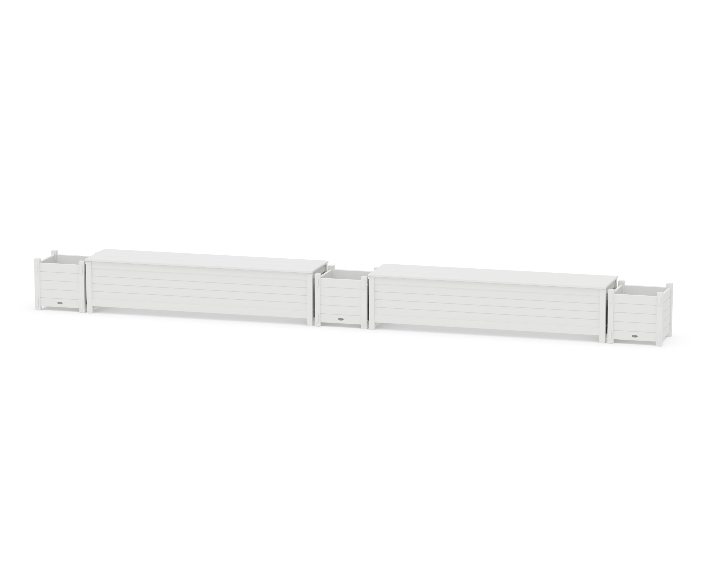 72" Nautical Straight Double Planter Storage Bench Set in White