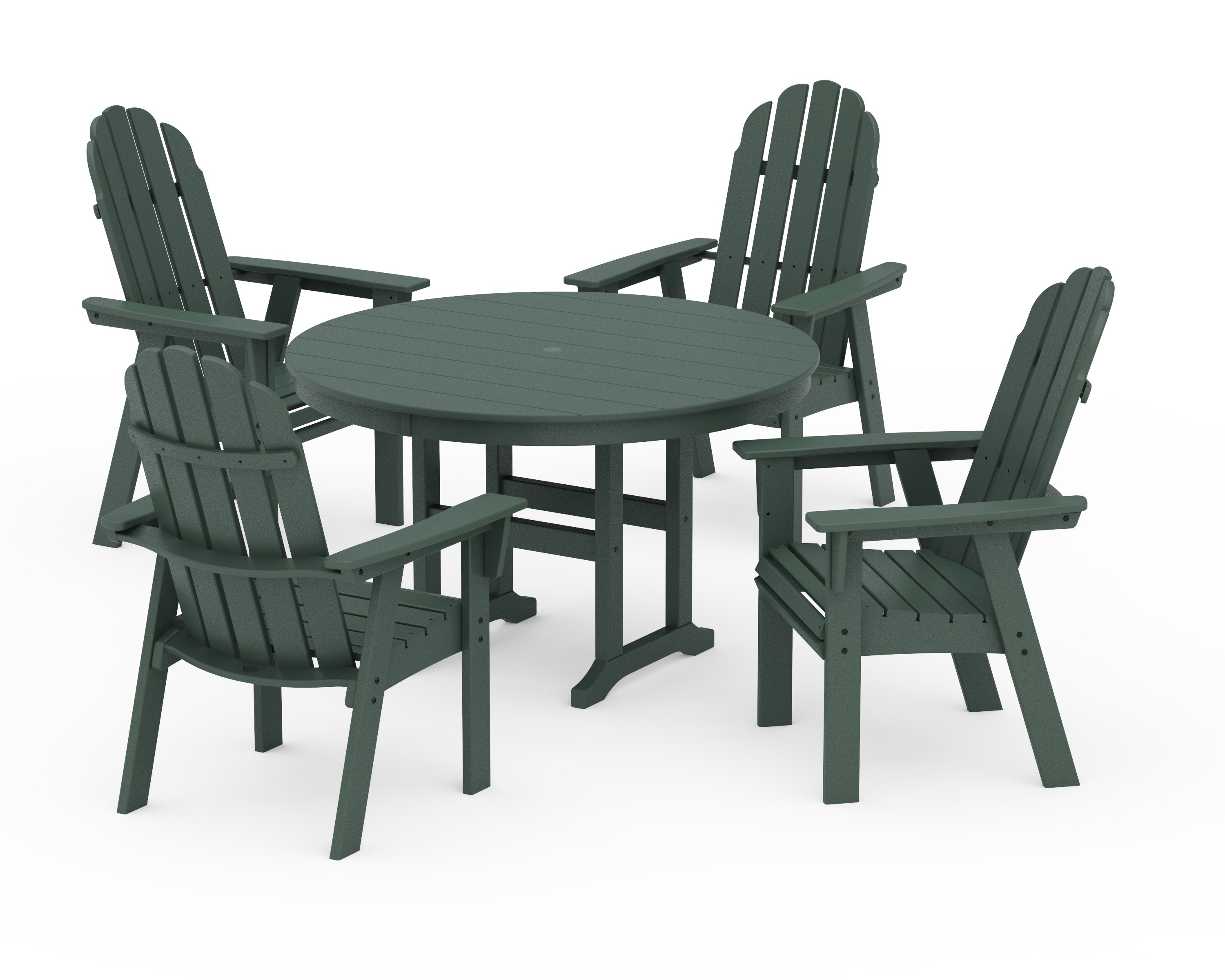 Vineyard Curveback Adirondack 5-Piece Round Farmhouse Dining Set in Green