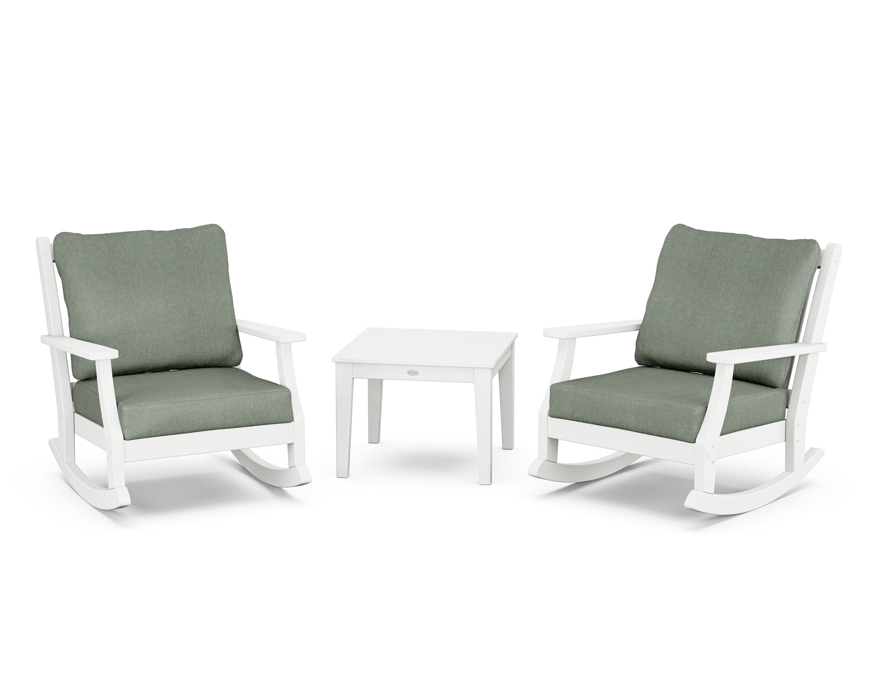 Wovendale 3-Piece Deep Seating Rocker Set in White / Cast Sage