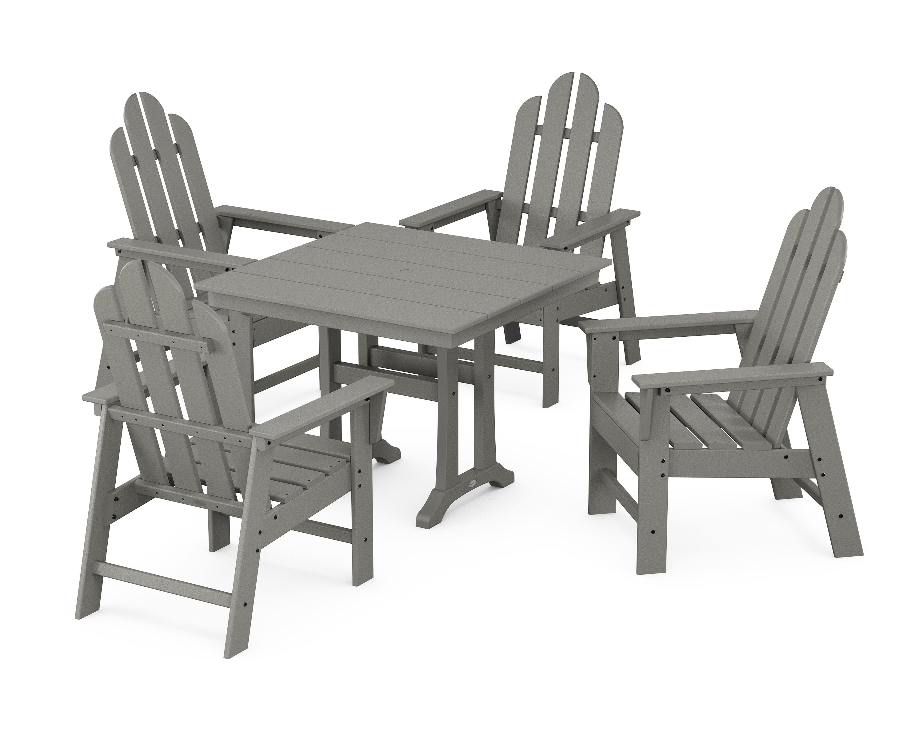 Long Island 5-Piece Farmhouse Dining Set With Trestle Legs in Slate Grey
