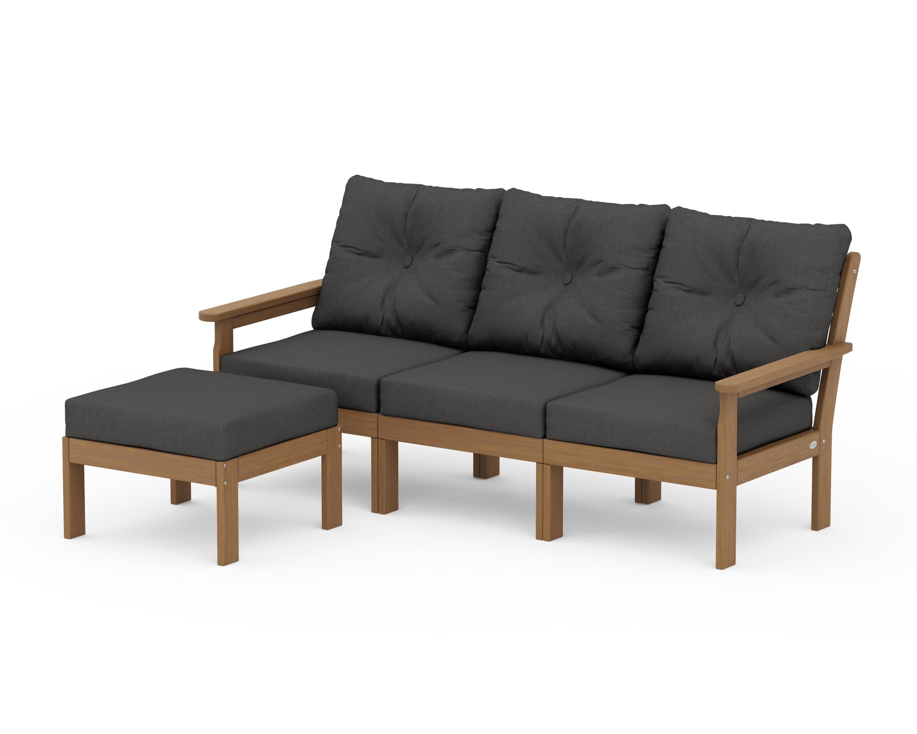 Vineyard 4-Piece Sectional with Ottoman in Natural / Spectrum Carbon