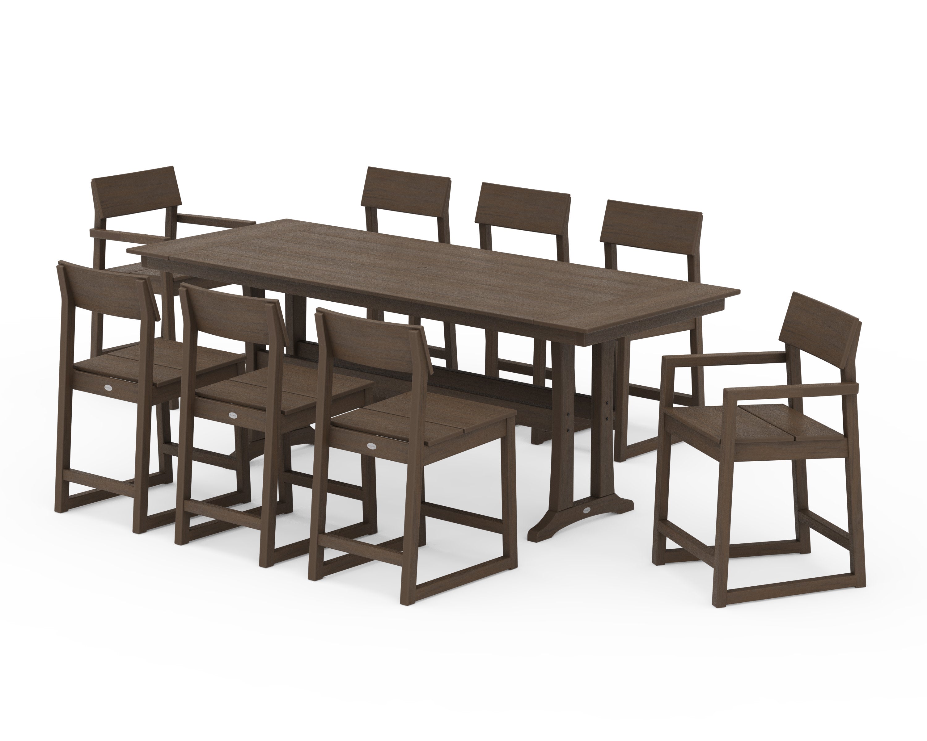 EDGE 9-Piece Farmhouse Counter Set with Trestle Legs in Kona