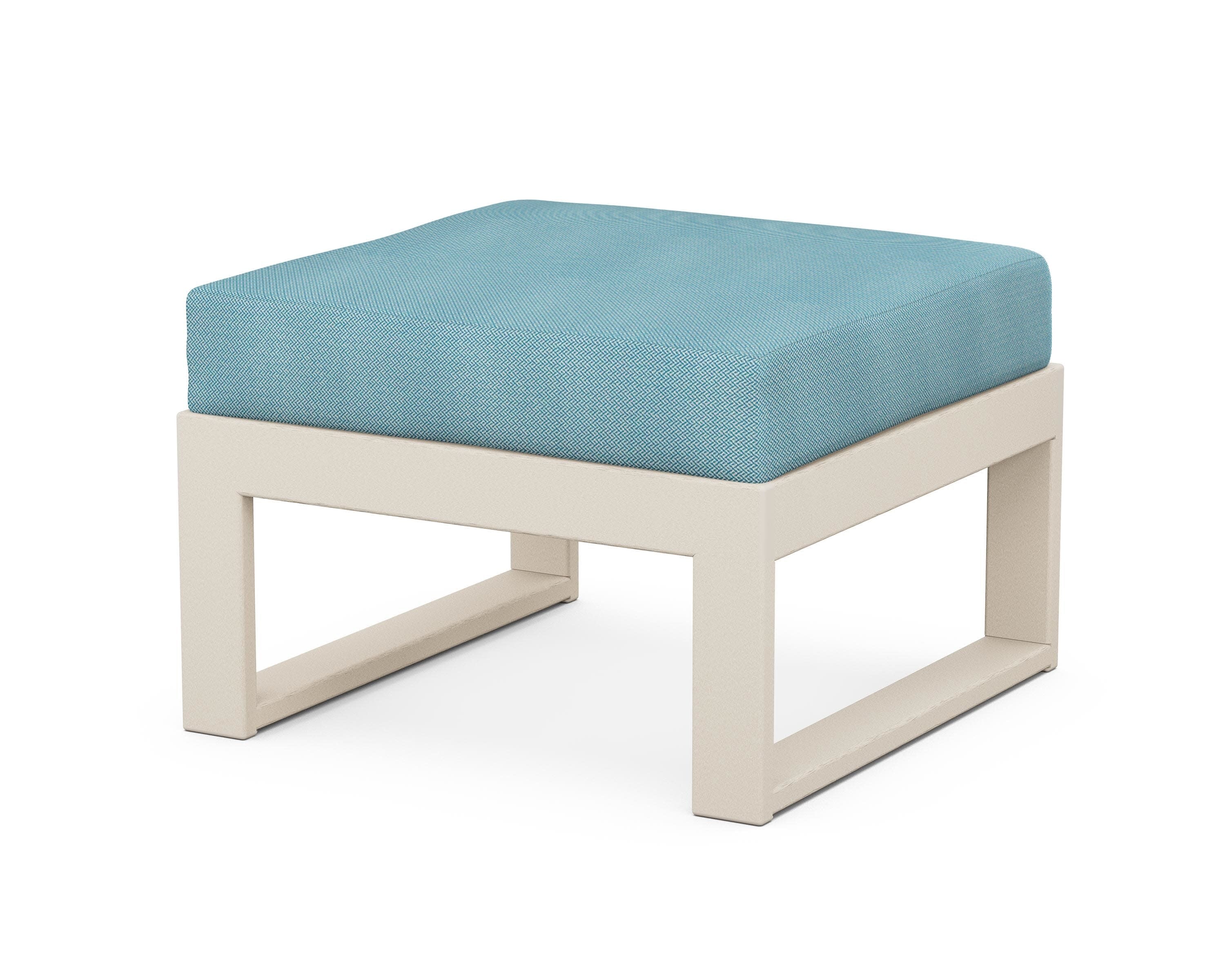 Modular Ottoman - Modern in Sand / Lattice Sky Blue