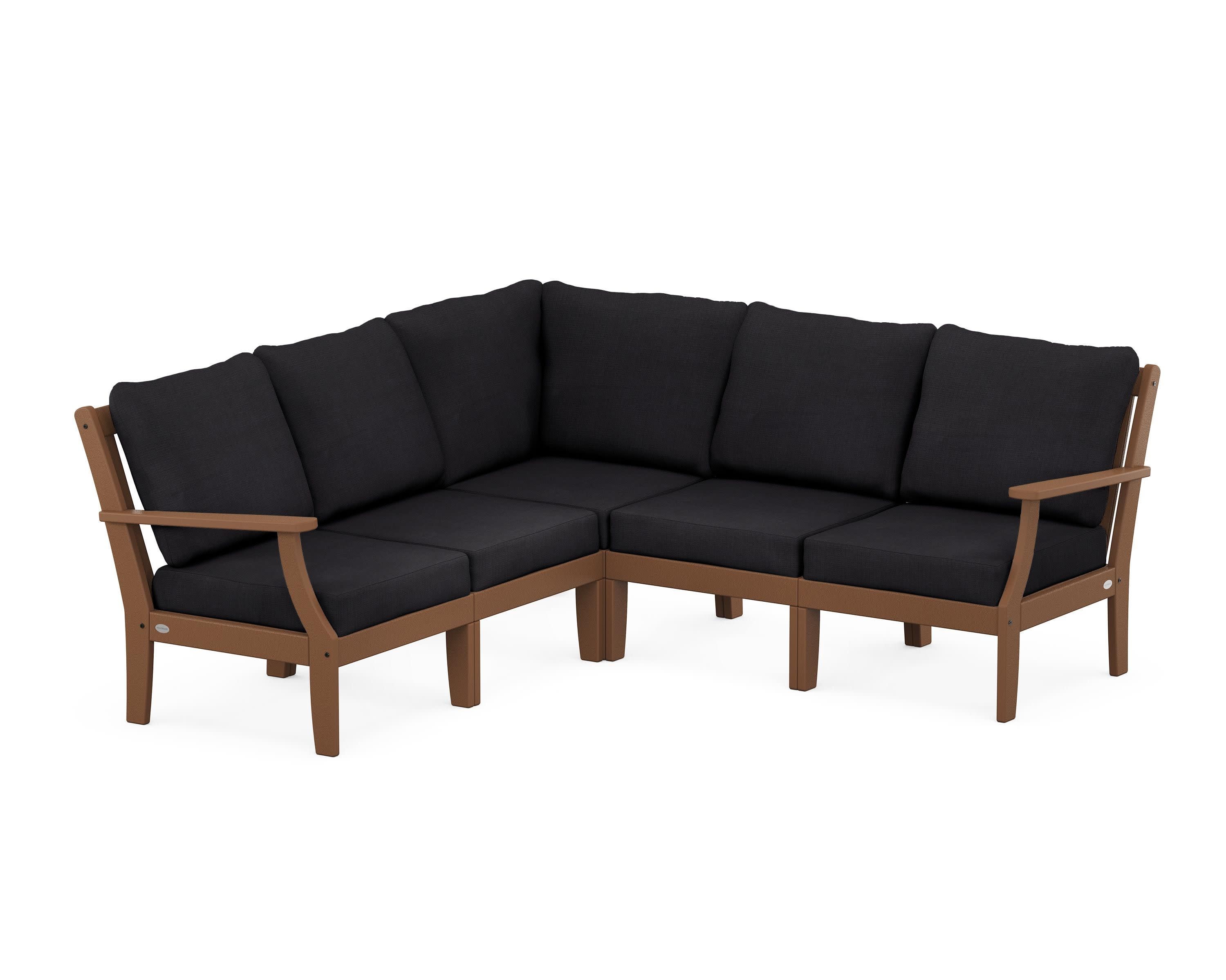 Braxton Modular 5-Piece Deep Seating Set in Teak / Midnight Linen
