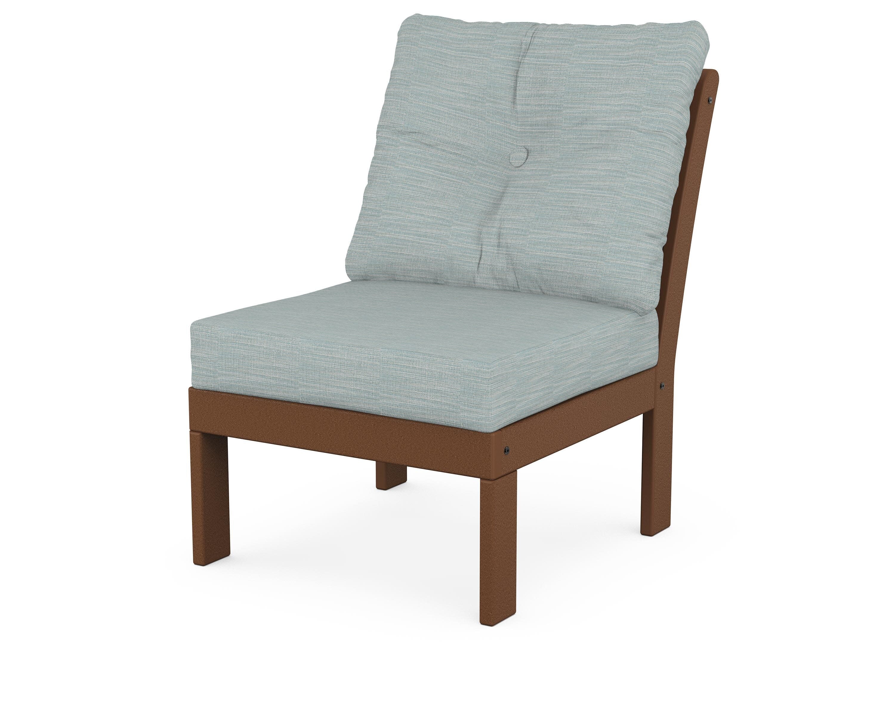 Vineyard Modular Armless Chair in Teak / Soothe Mist