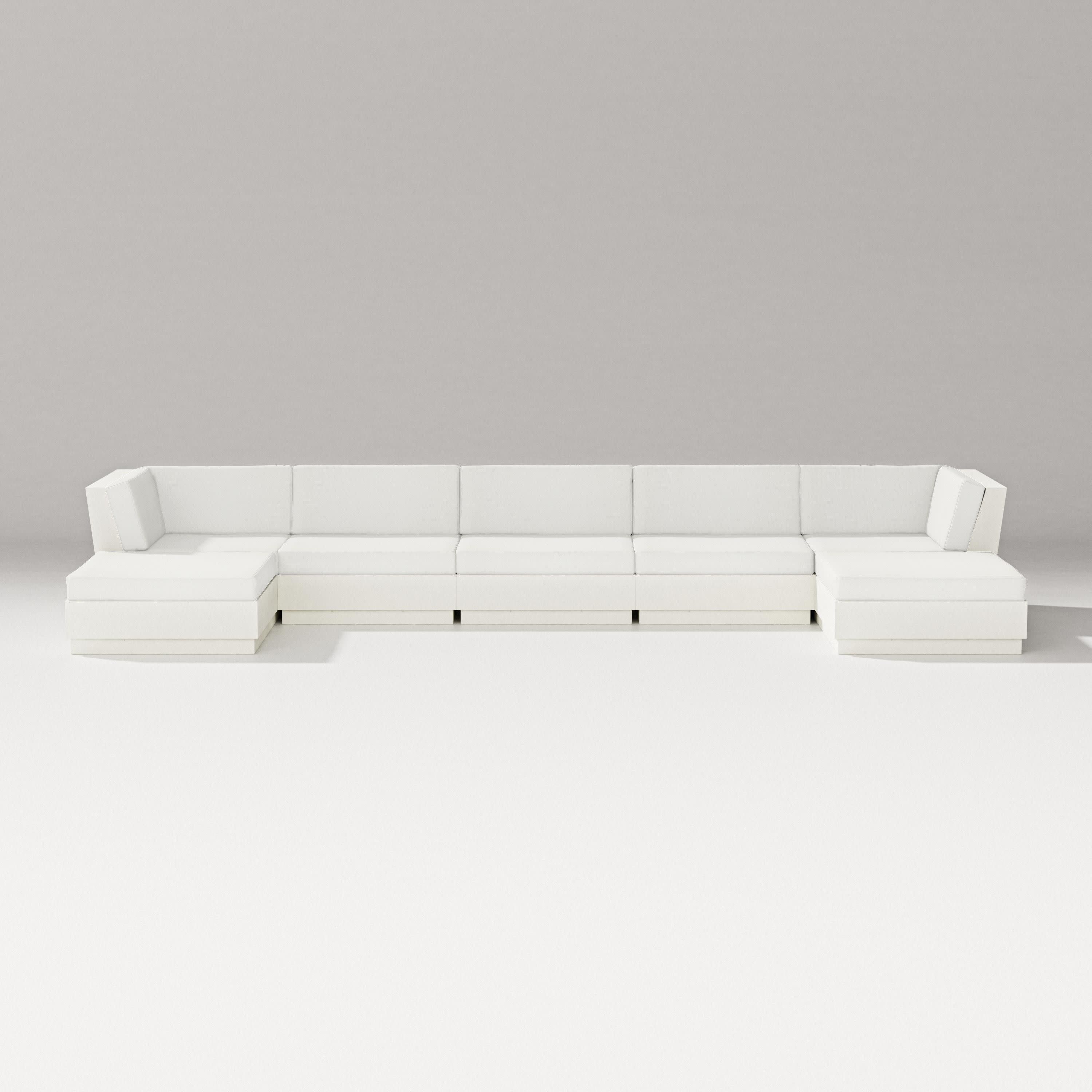 Elevate 7-Piece Double Chaise Sectional in Vintage White / Natural Linen