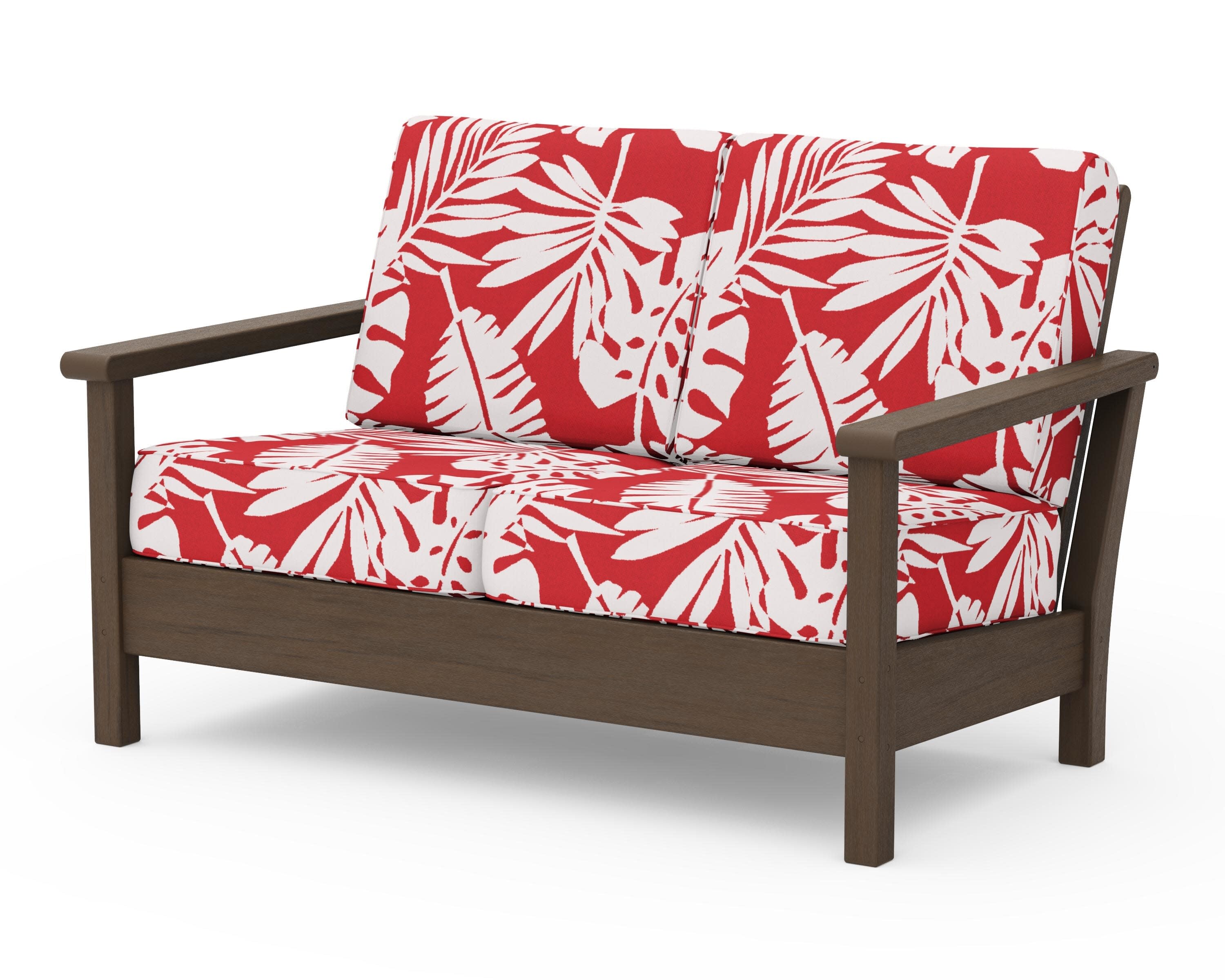Harbour Deep Seating Loveseat in Kona / Leaf Crimson