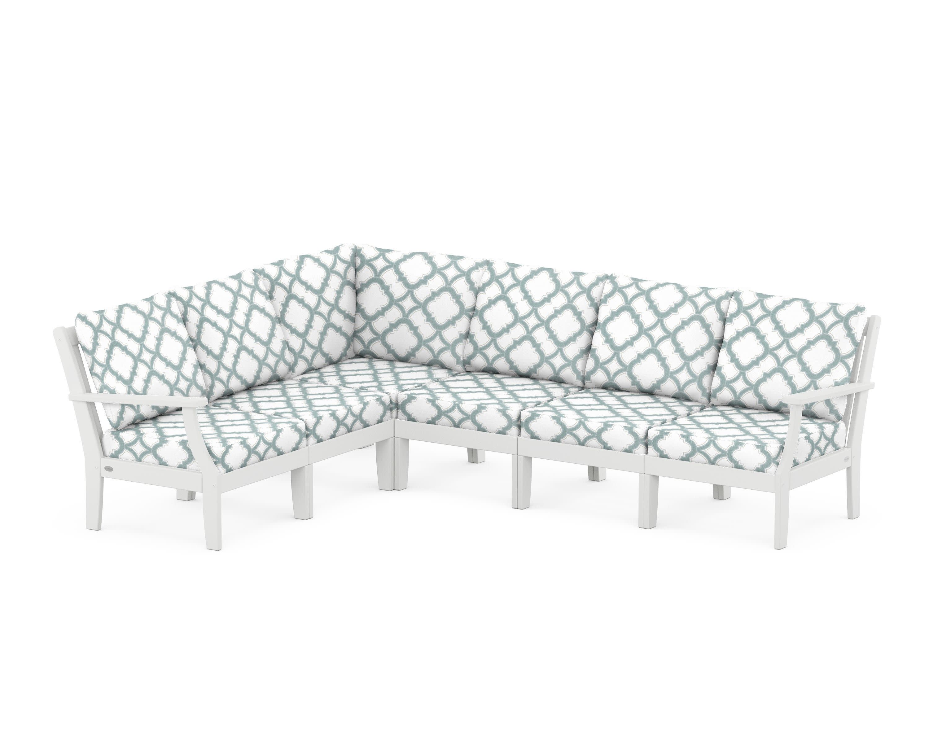 Braxton Modular 6-Piece Deep Seating Set in White / Trellis Glacier Spa