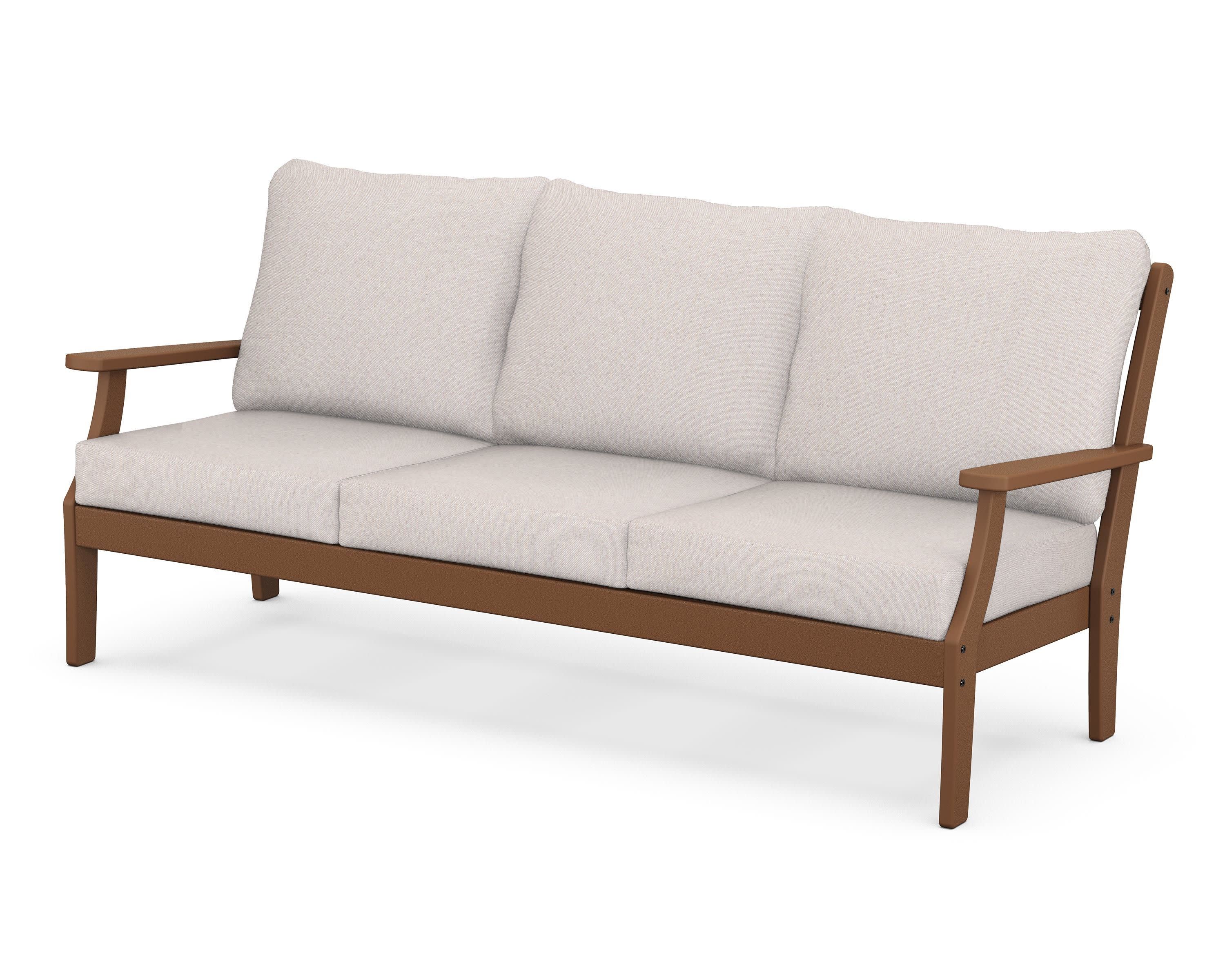 Braxton Deep Seating Sofa in Teak / Dune Burlap