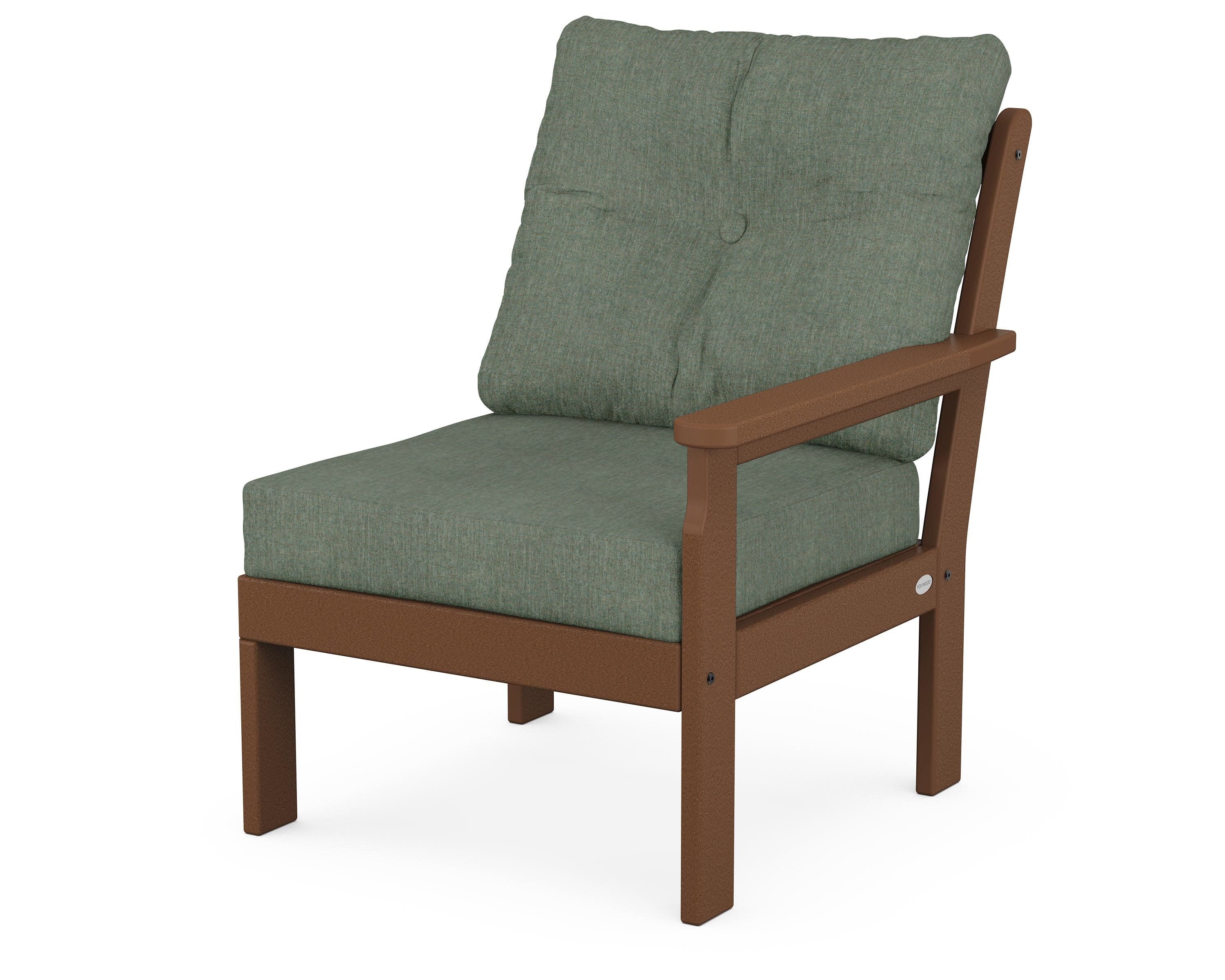 Vineyard Modular Right Arm Chair in Teak / Cast Sage