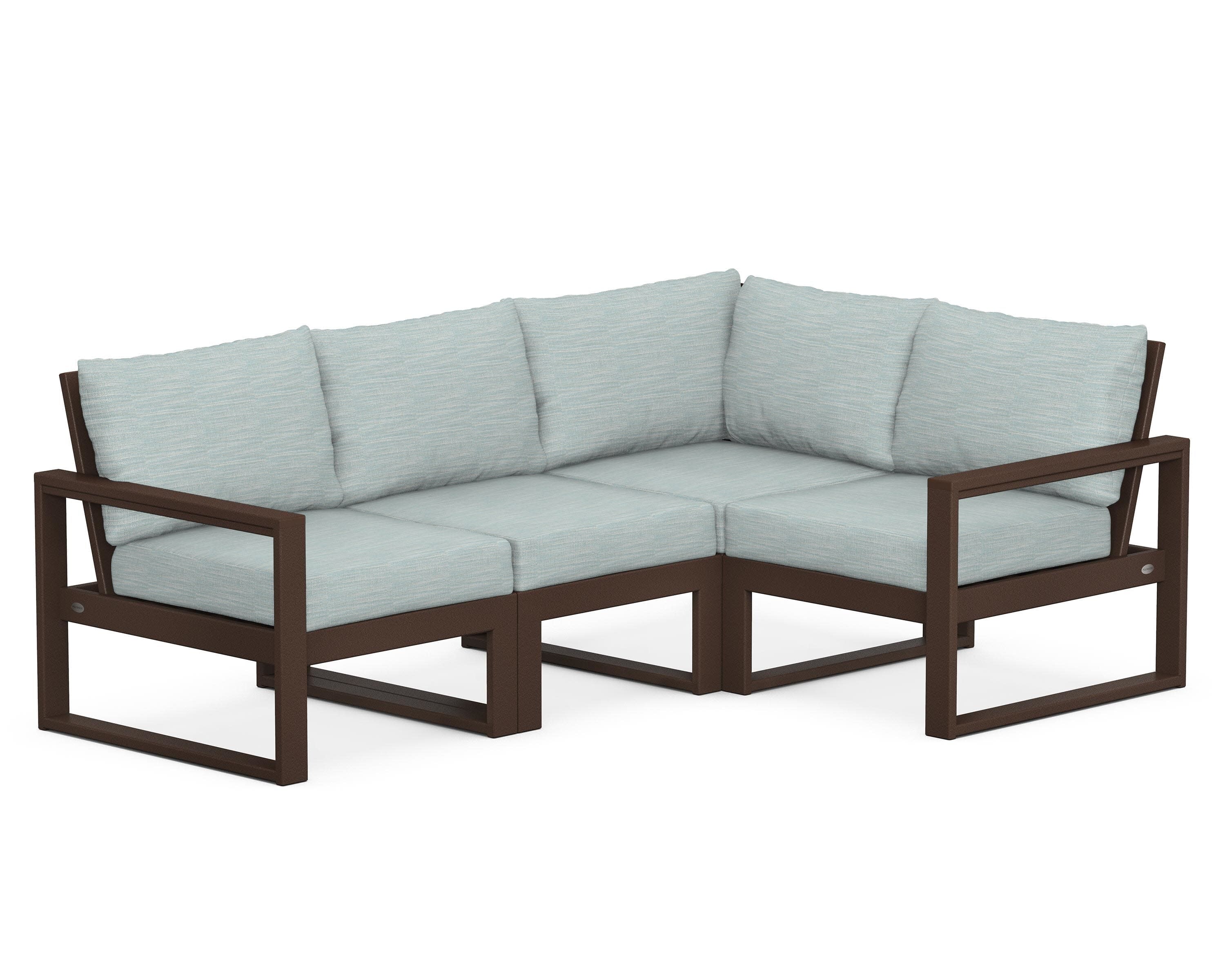 EDGE 4-Piece Modular Deep Seating Set in Mahogany / Soothe Mist