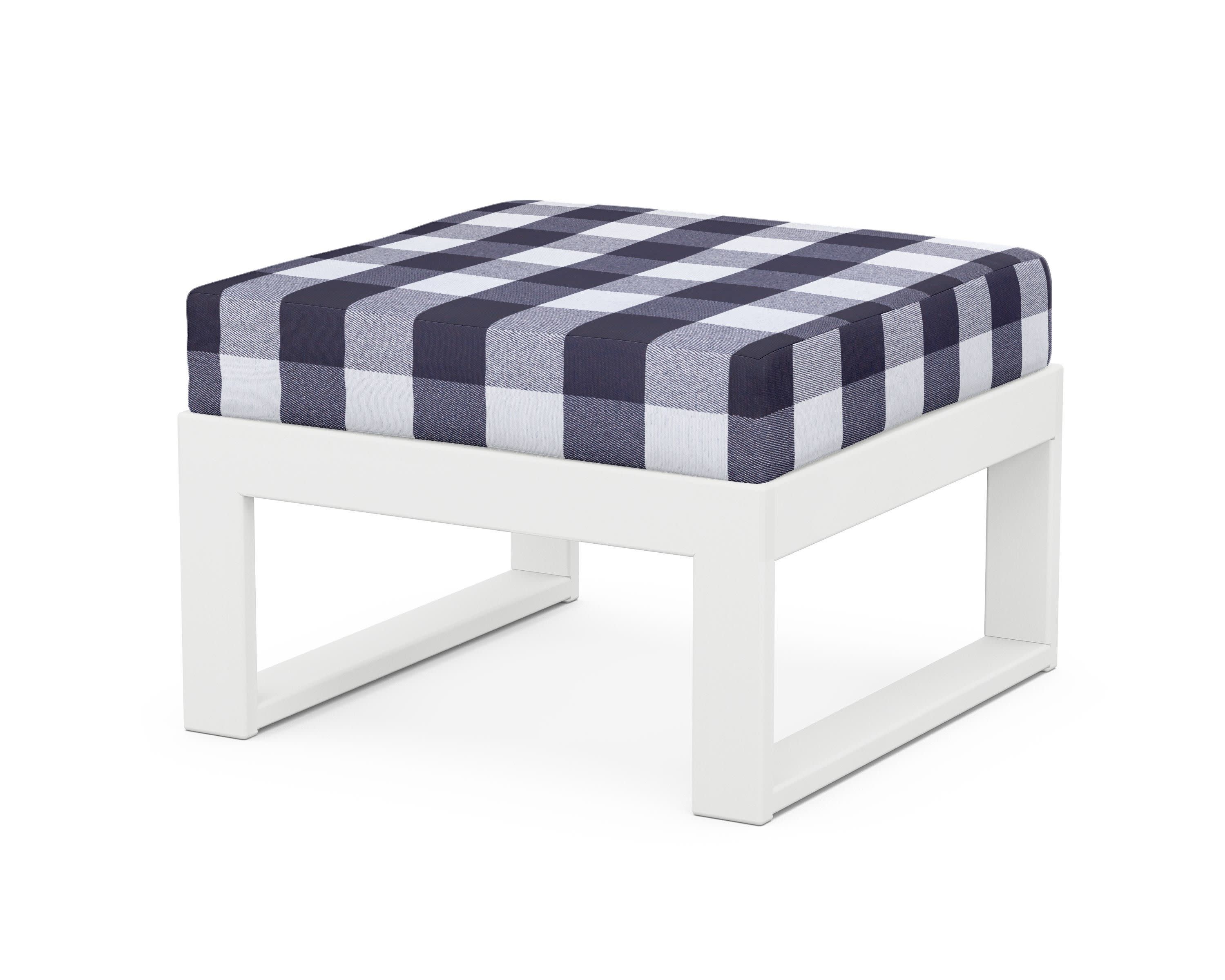 Modular Ottoman - Modern in White / Buffalo Plaid Navy