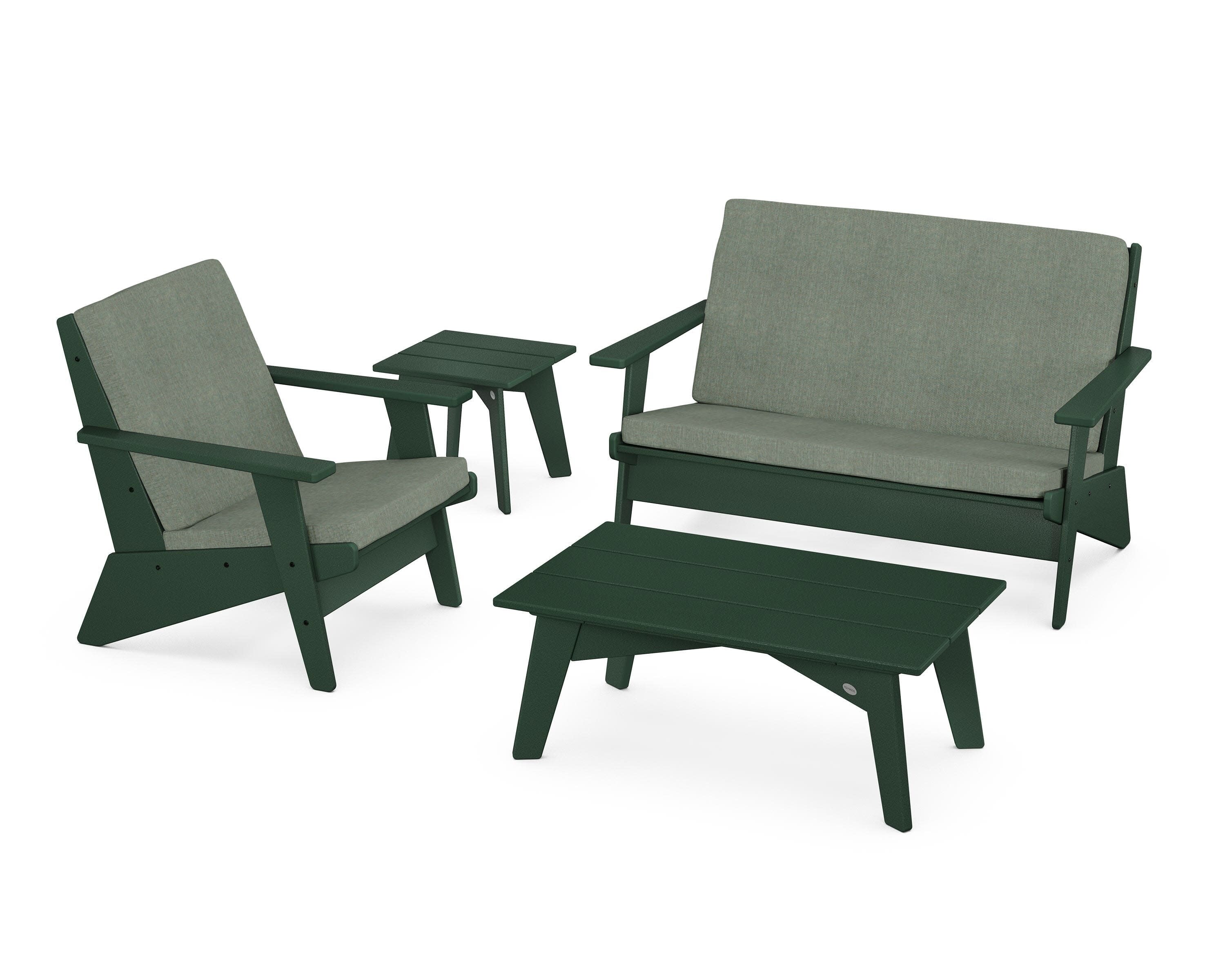 Riviera Modern Lounge 4-Piece Set in Green / Cast Sage