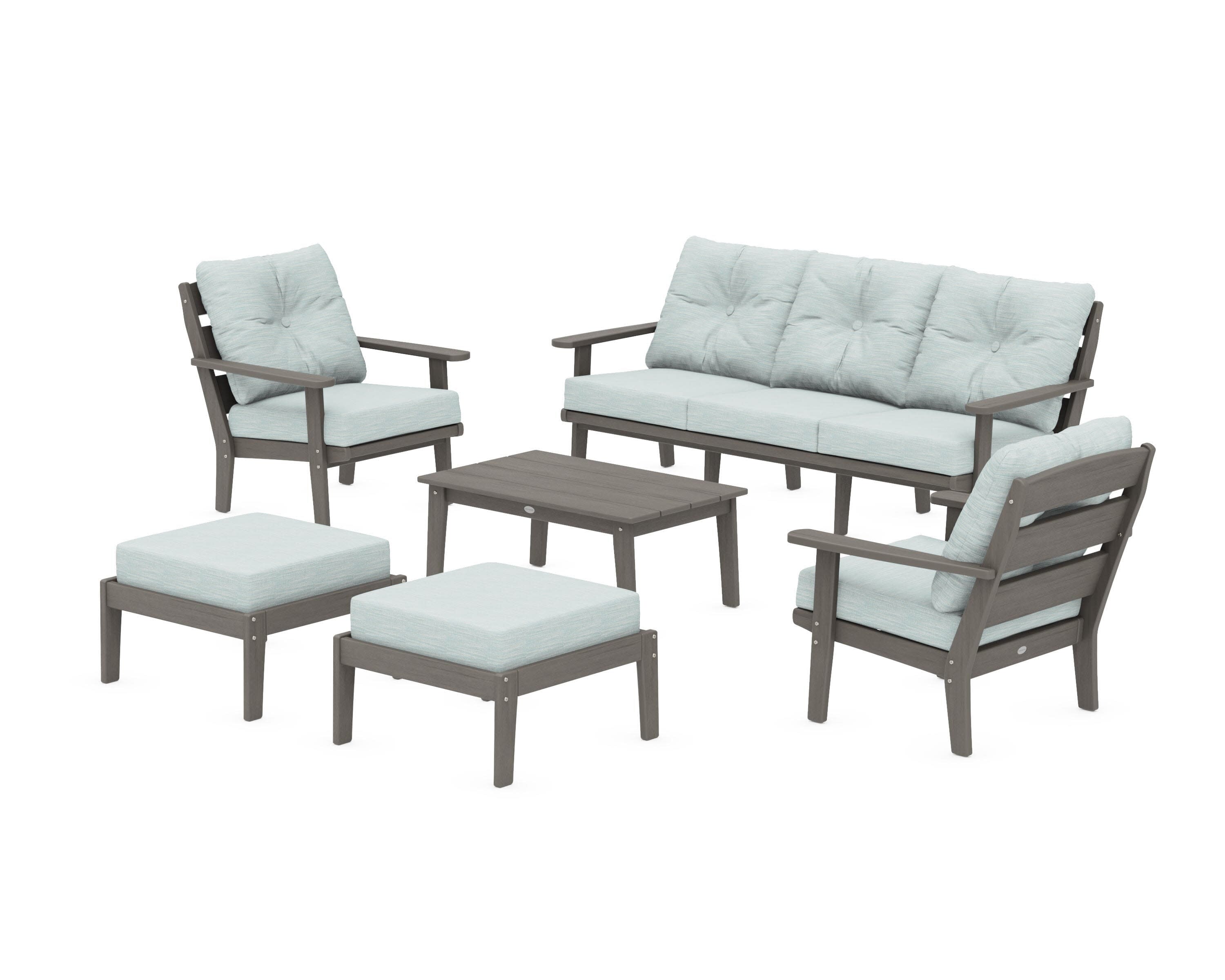Lakeside 6-Piece Lounge Sofa Set in Driftwood / Soothe Mist