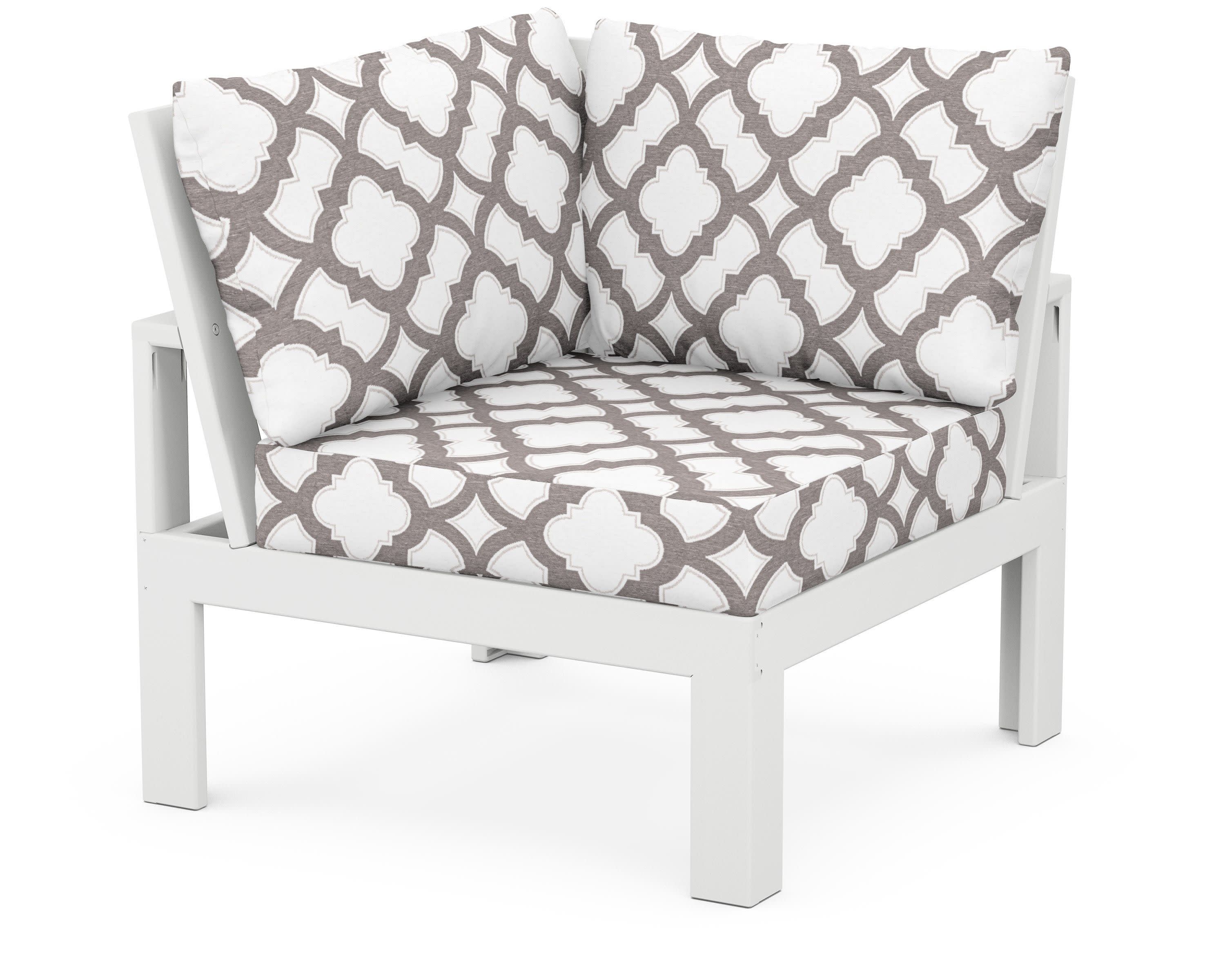 Modular Corner Chair in White / Trellis Grey Mist