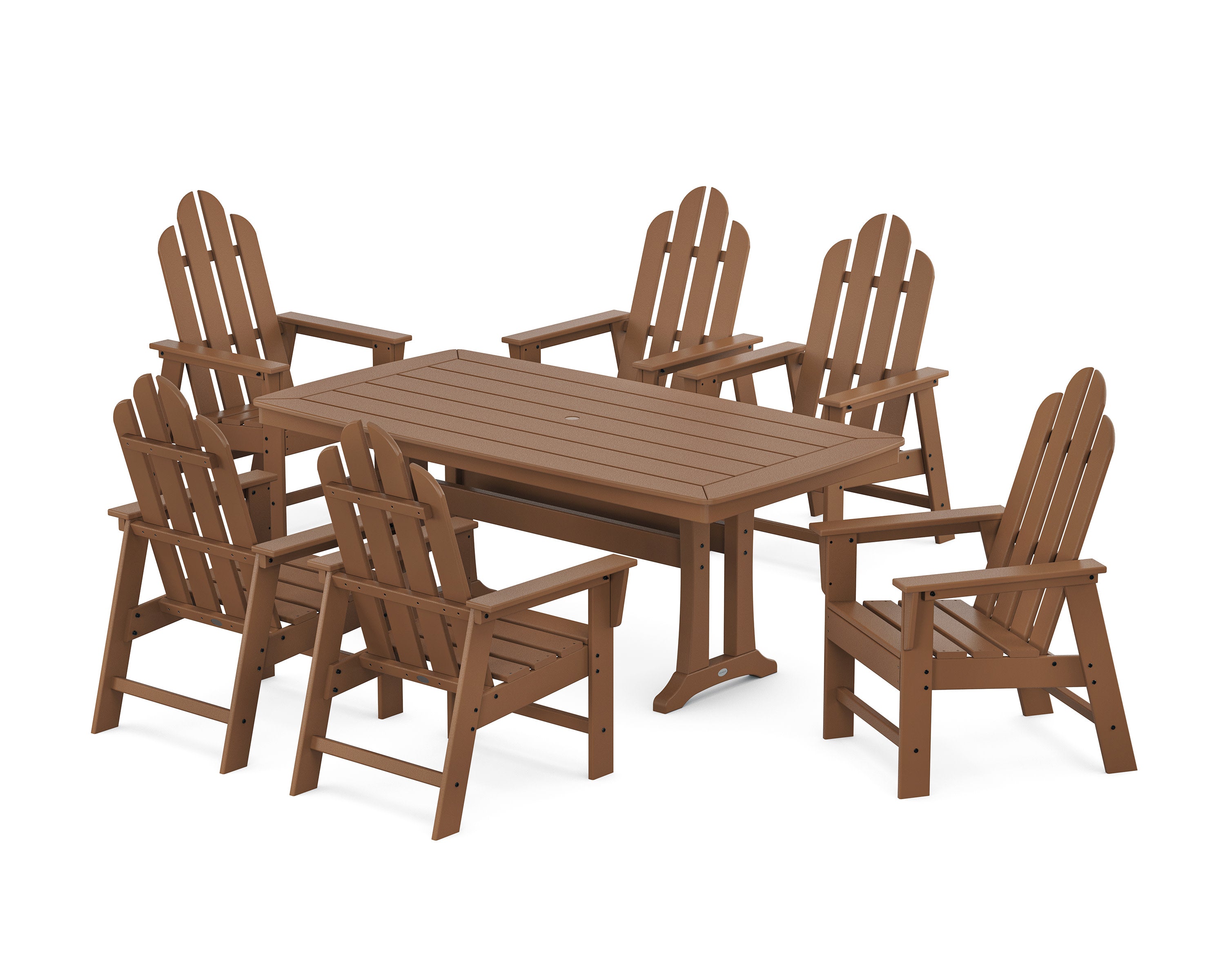 Long Island 7-Piece Dining Set with Trestle Legs in Teak