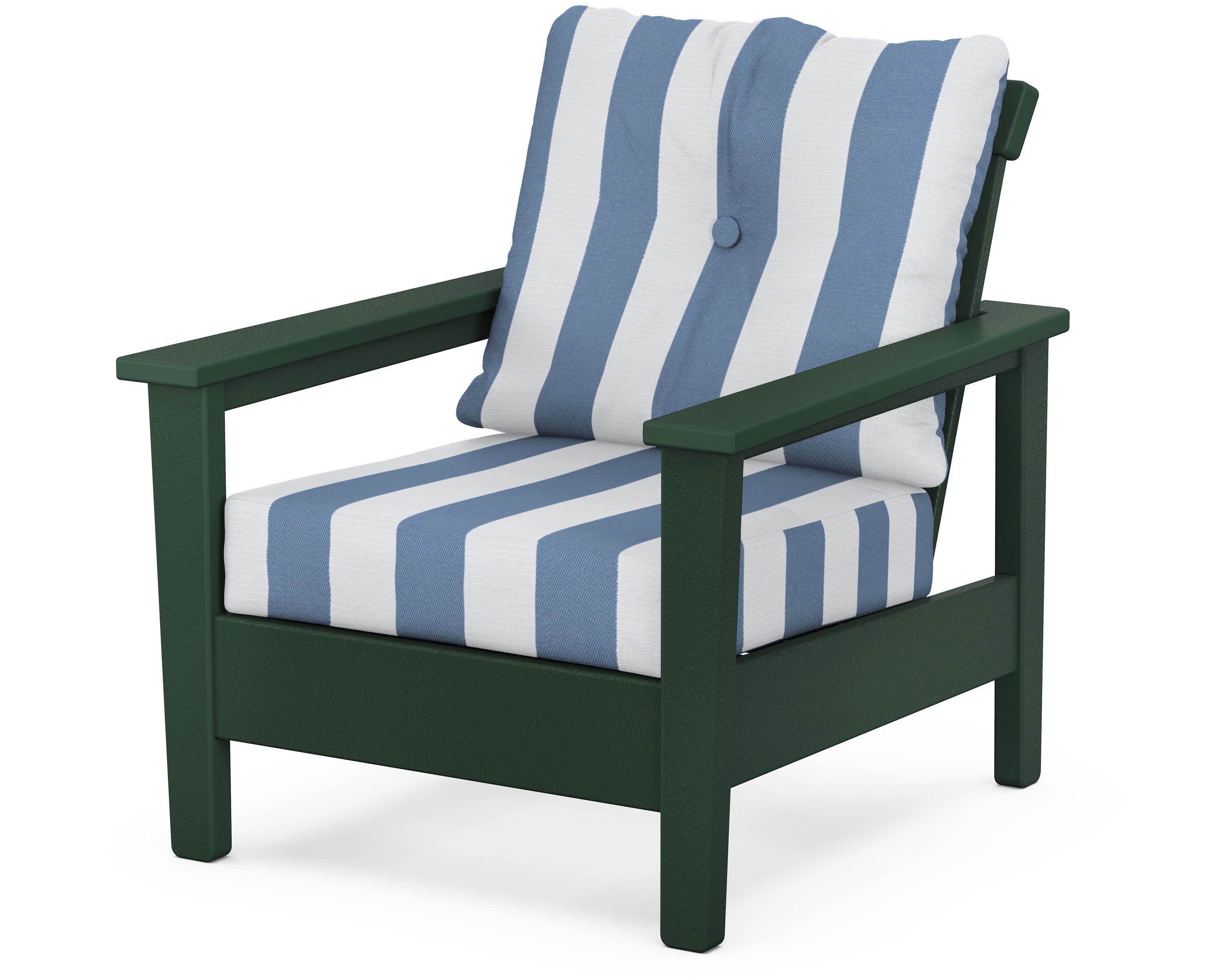 Prescott Deep Seating Chair in Green / Cabana Stripe Sky Blue