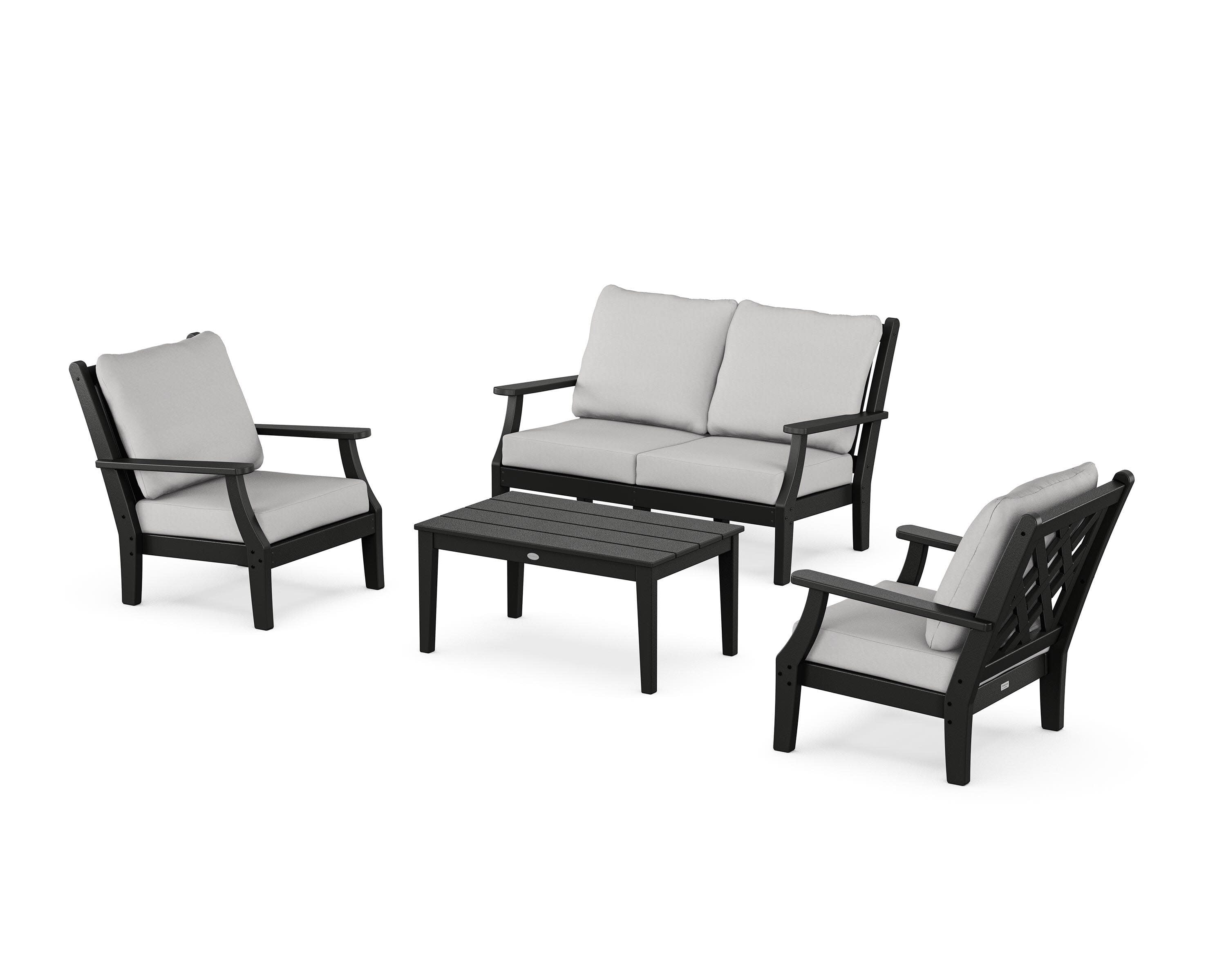 Wovendale 4-Piece Deep Seating Set with Loveseat in Black / Diamond in the Rough