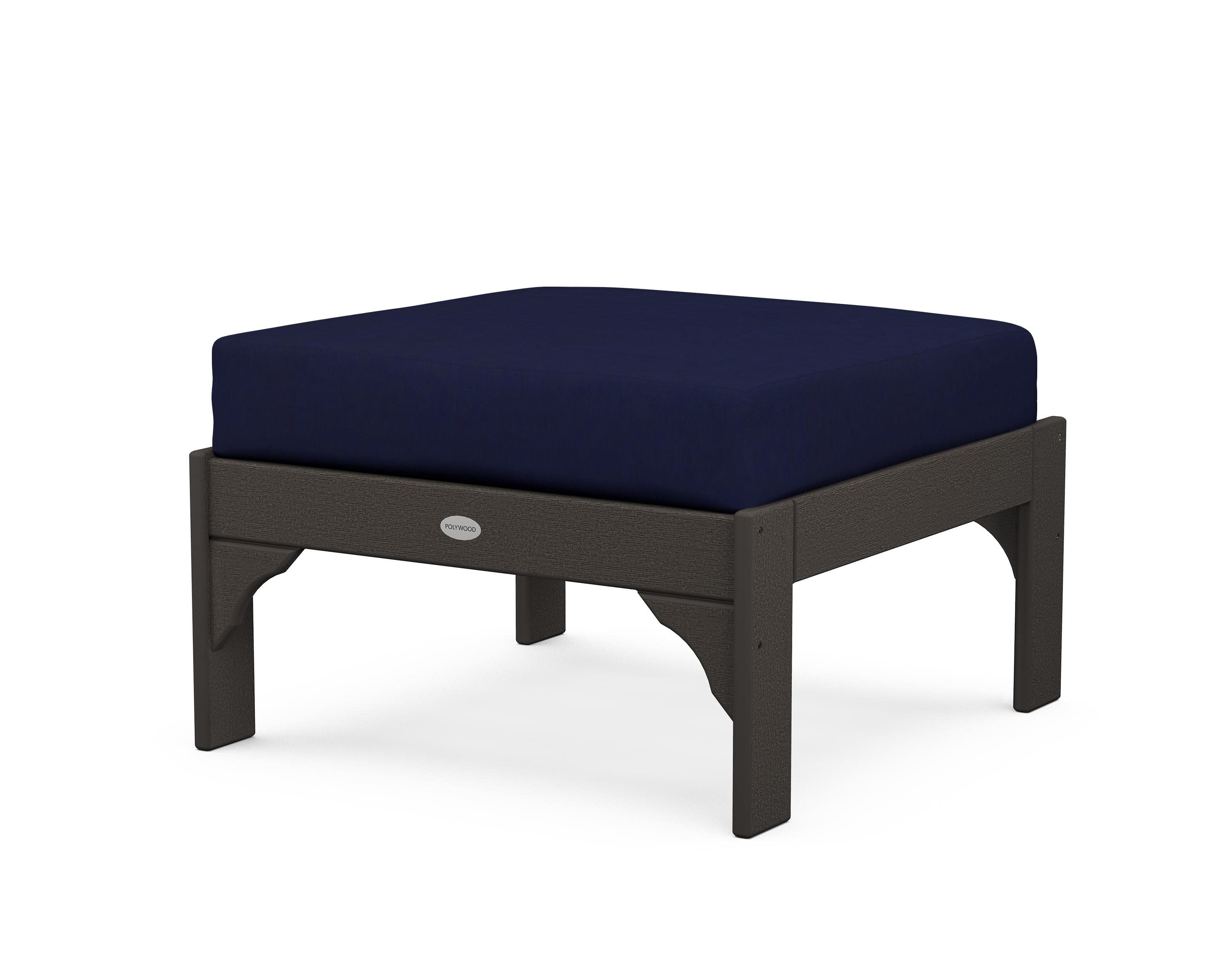 Vineyard Deep Seating Ottoman in Vintage Coffee / Navy