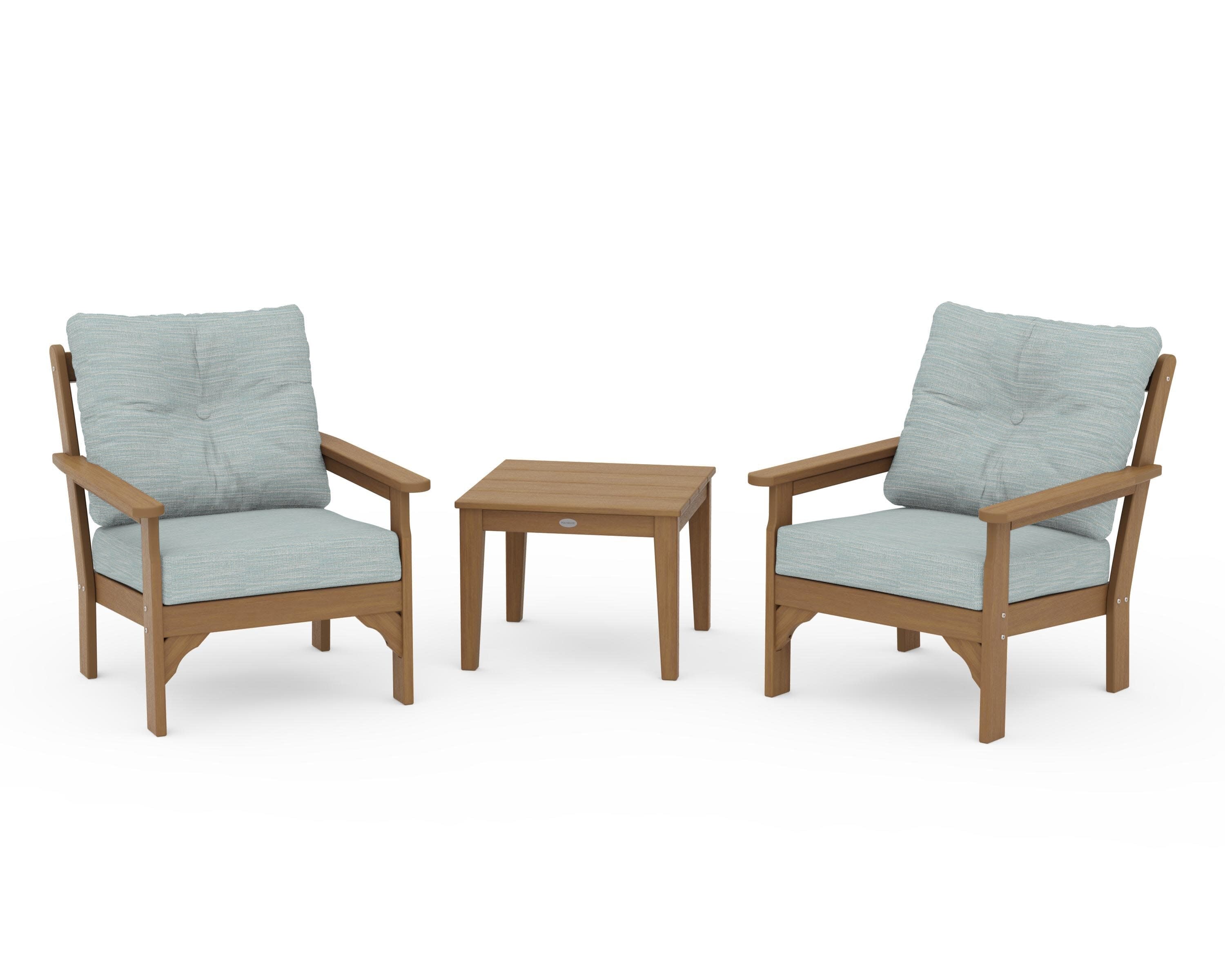 Vineyard 3-Piece Deep Seating Set in Natural / Soothe Mist