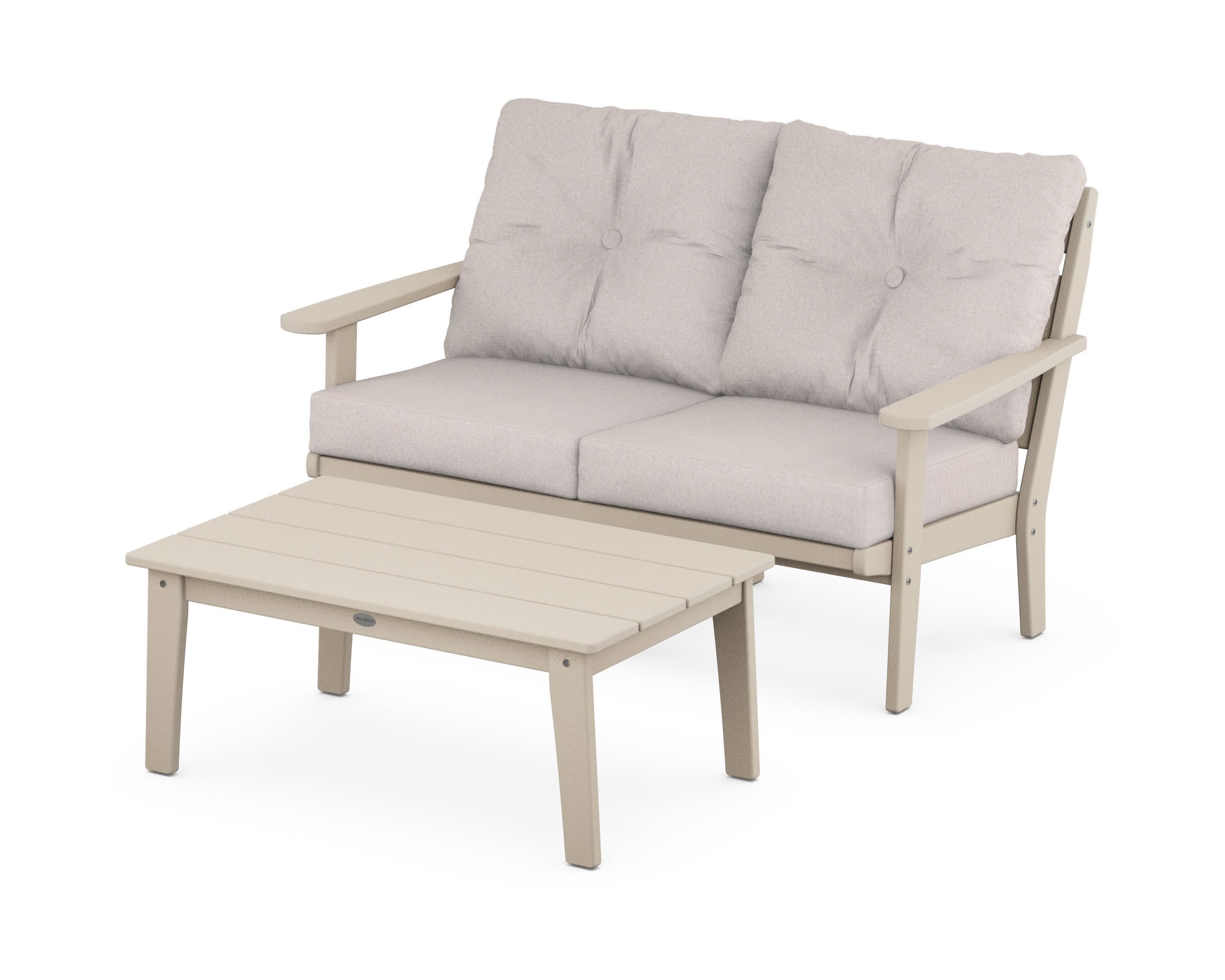 Lakeside 2-Piece Lounge Loveseat Set in Sand / Dune Burlap