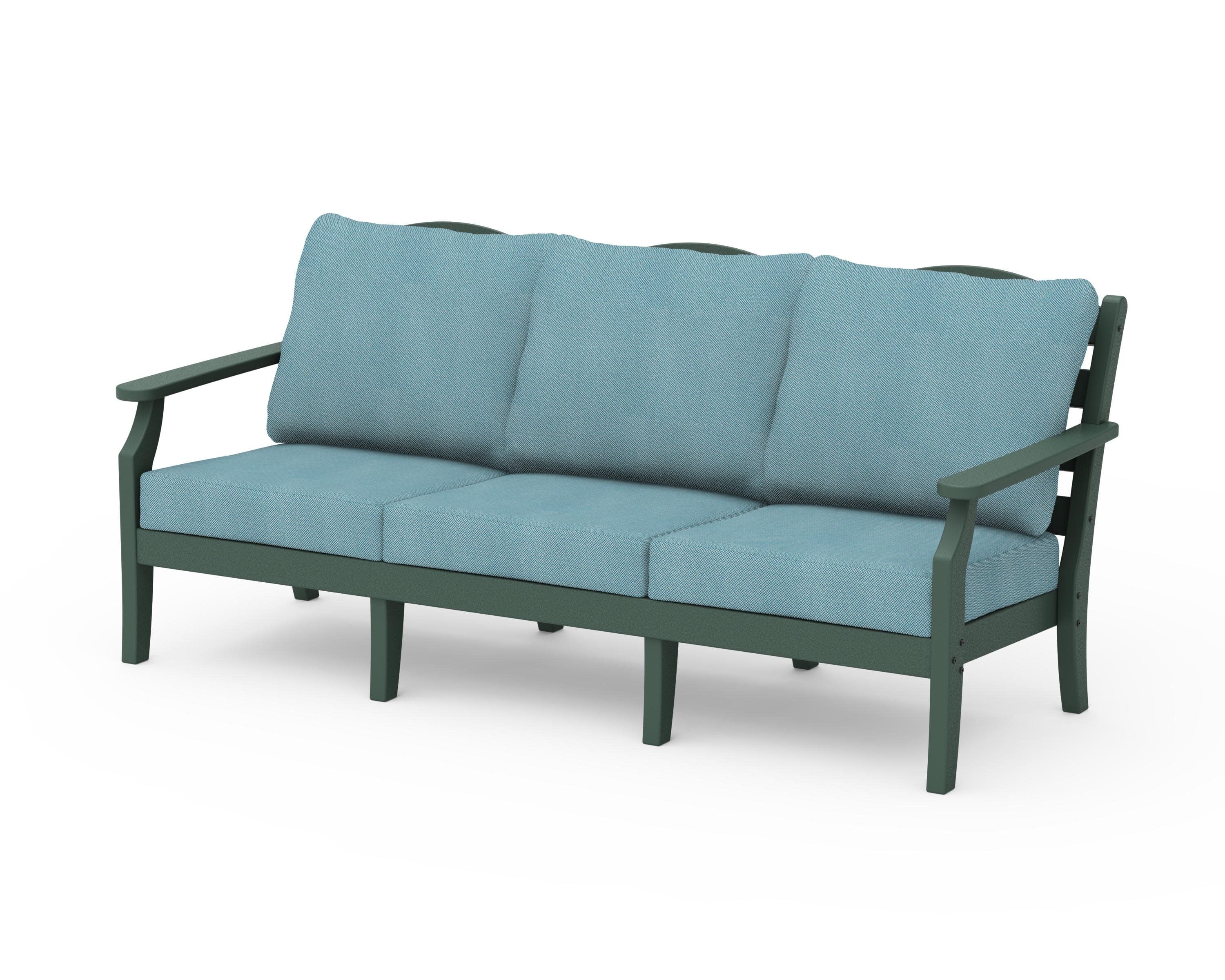 Savannah Deep Seating Sofa in Green / Lattice Sky Blue
