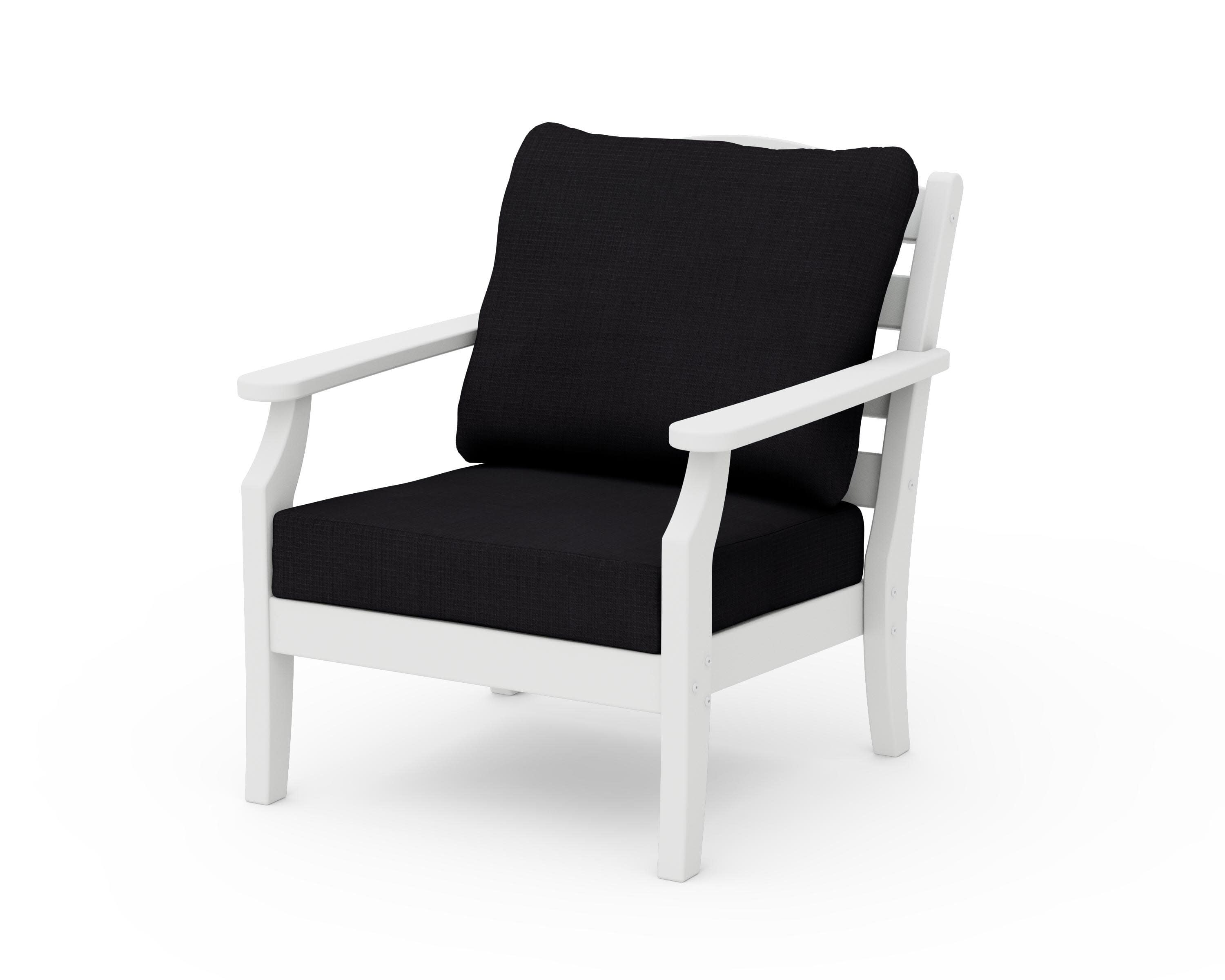 Savannah Deep Seating Chair in White / Midnight Linen